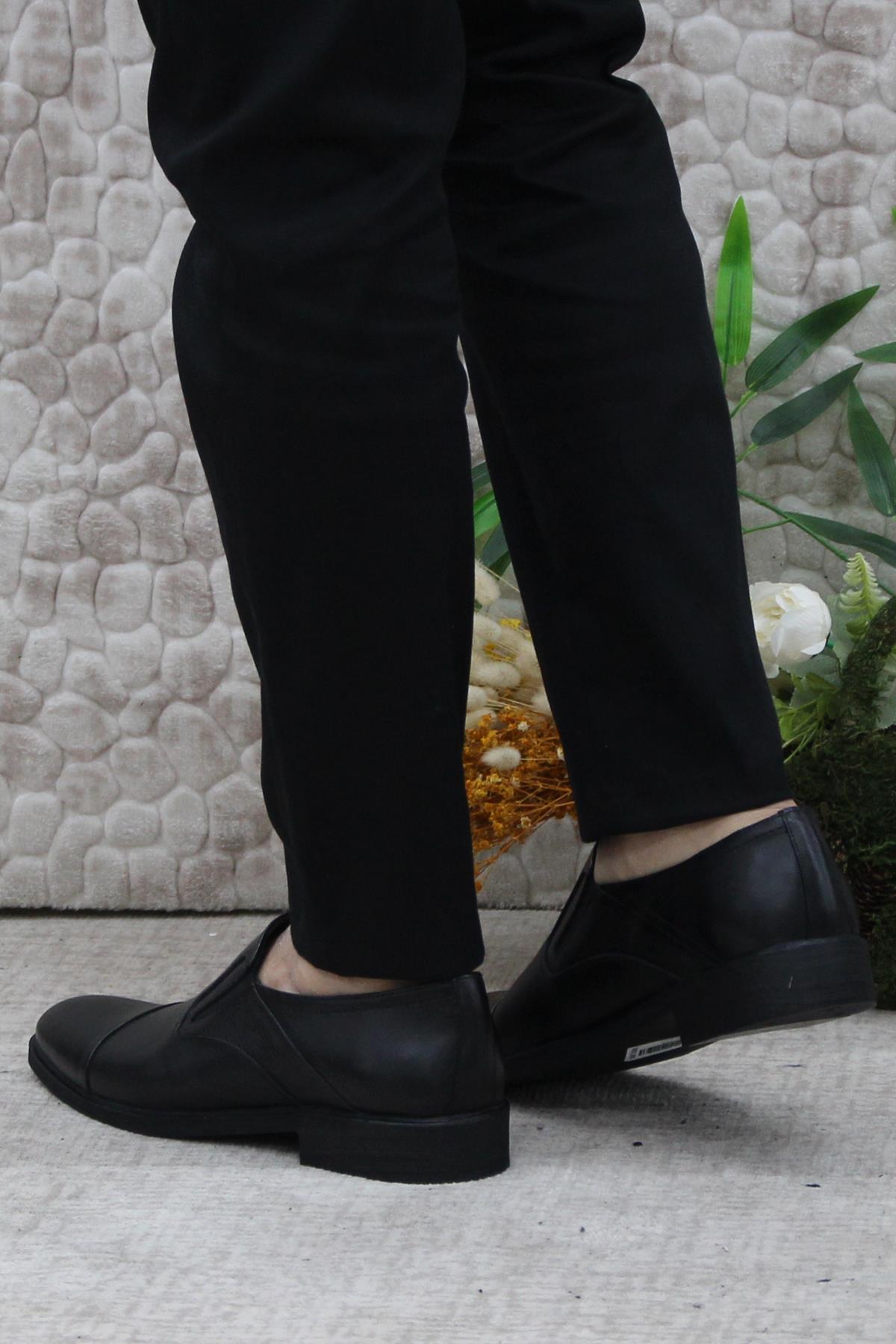 42020 Siyah İç Ve Dış Hakiki Deri Kauçuk Taban Erkek Ayakkabı - Görsel 5