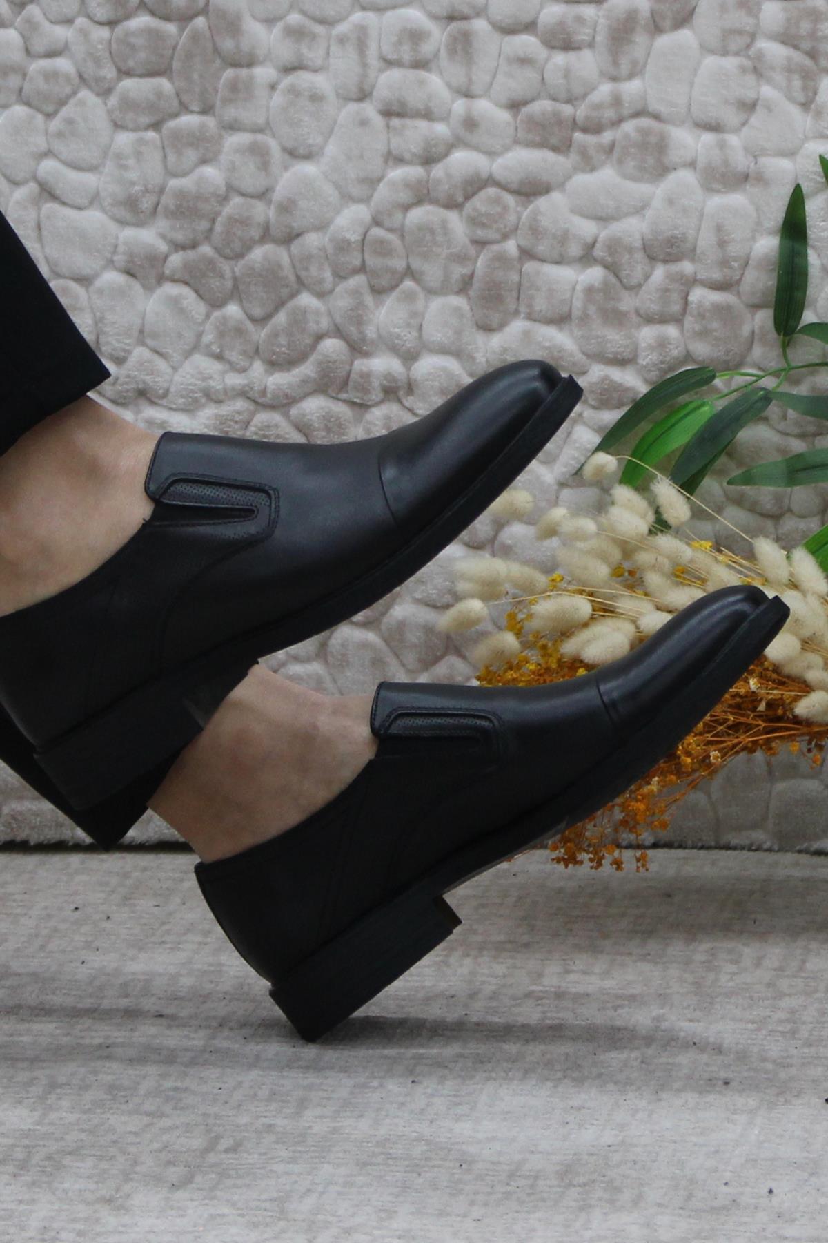 42020 Siyah İç Ve Dış Hakiki Deri Kauçuk Taban Erkek Ayakkabı - Görsel 6