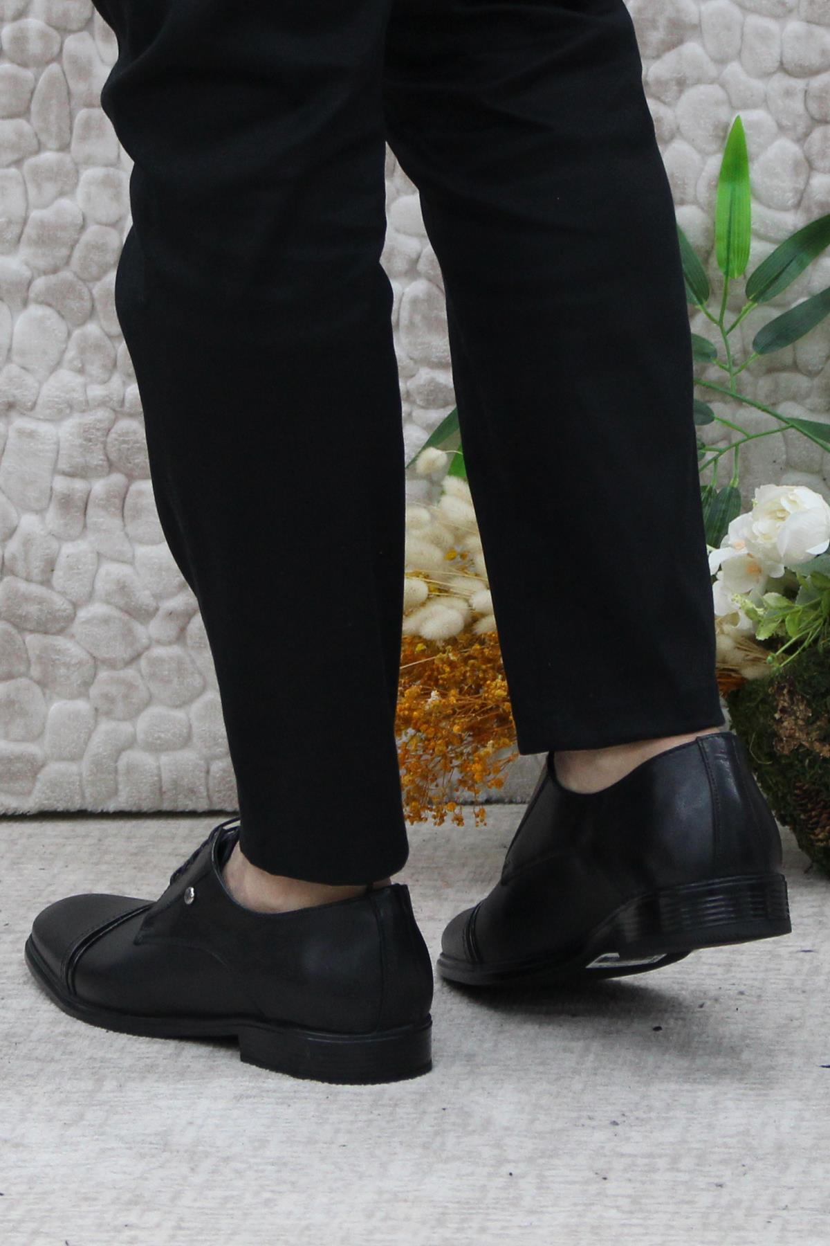 420201 Siyah İç Ve Dış Hakiki Deri Kauçuk Taban Erkek Ayakkabı - Görsel 5