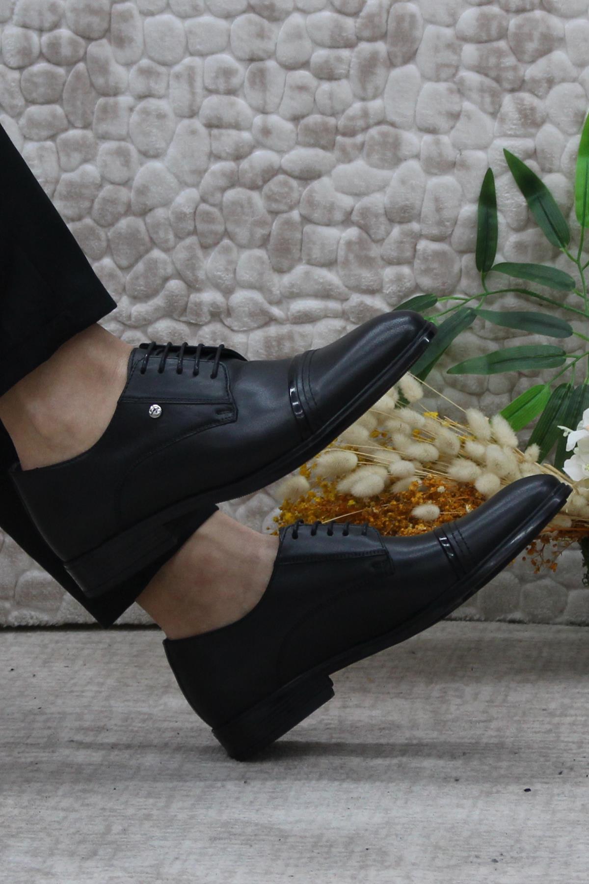 420201 Siyah İç Ve Dış Hakiki Deri Kauçuk Taban Erkek Ayakkabı - Görsel 6