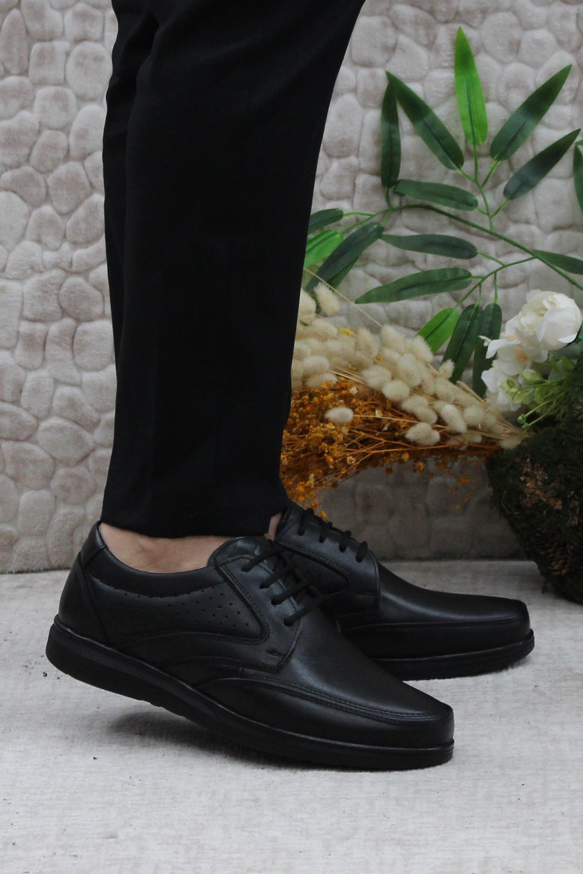 42961 Siyah İç Ve Dış Hakiki Deri Rahat Yumuşak Erkek Ayakkabı - Görsel 2