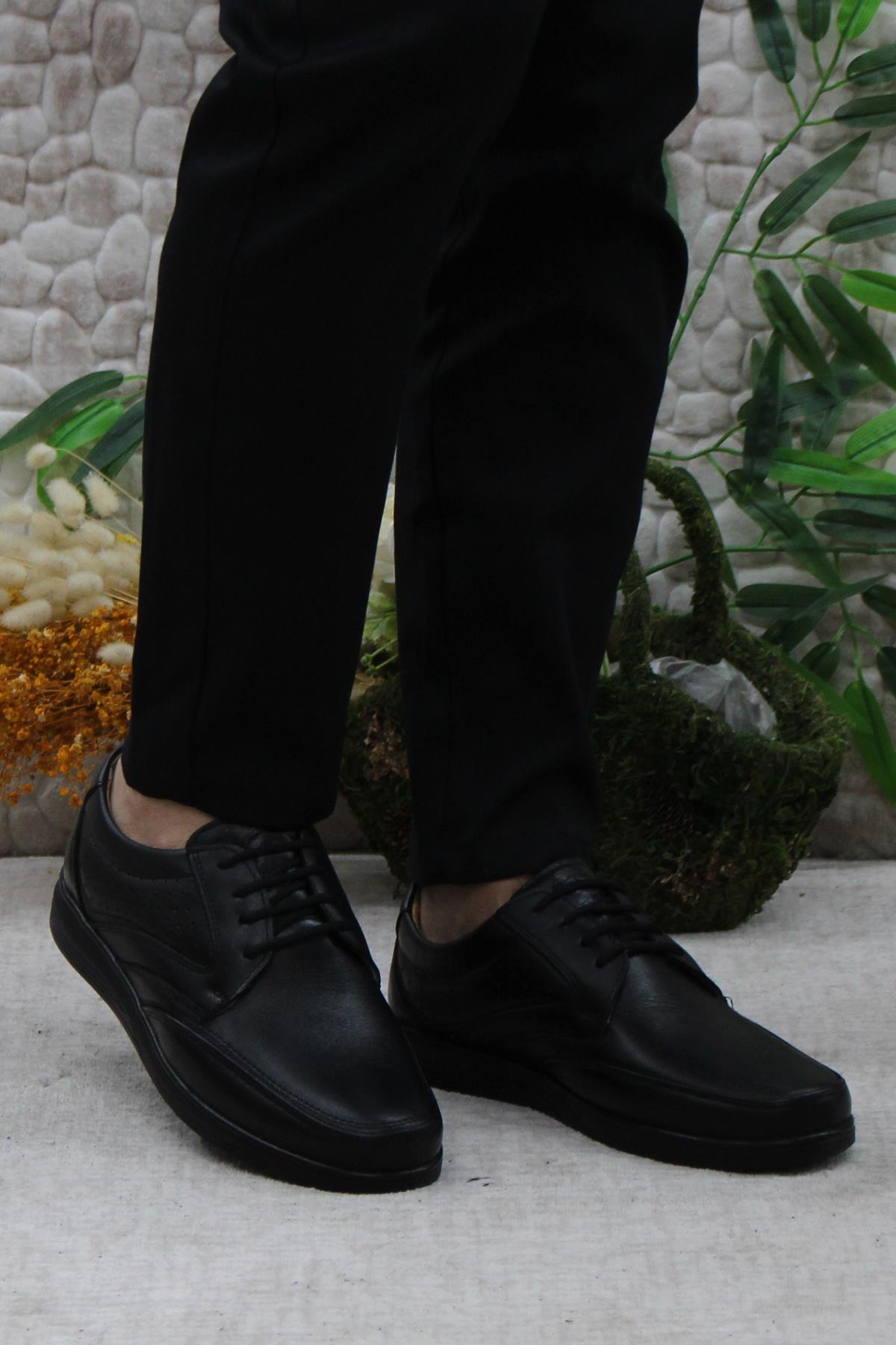 42961 Siyah İç Ve Dış Hakiki Deri Rahat Yumuşak Erkek Ayakkabı - Görsel 3