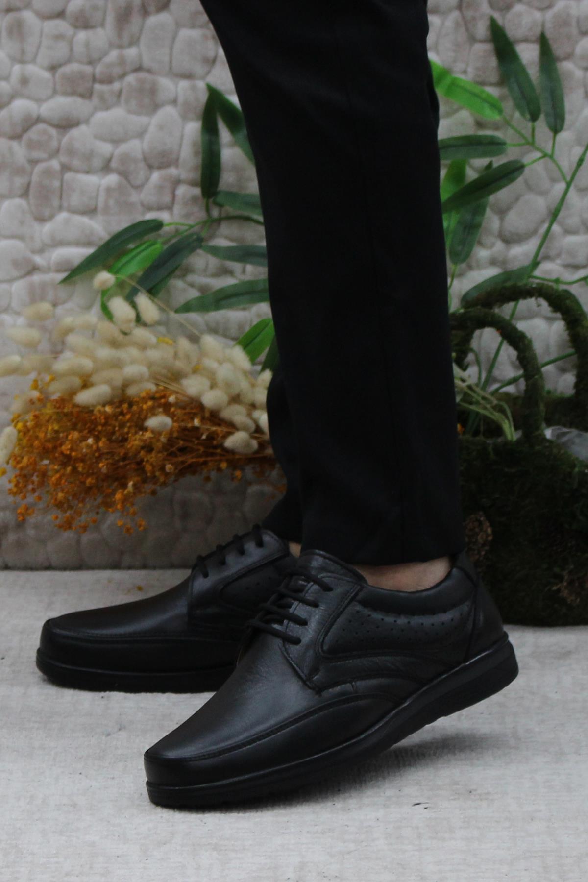 42961 Siyah İç Ve Dış Hakiki Deri Rahat Yumuşak Erkek Ayakkabı - Görsel 4