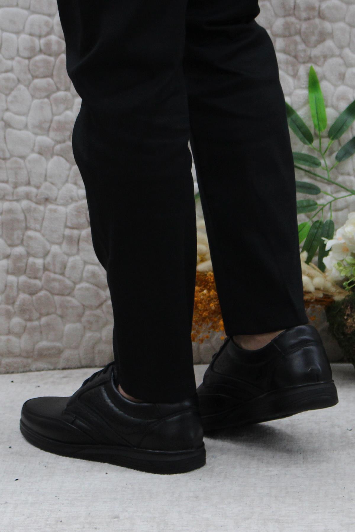 42961 Siyah İç Ve Dış Hakiki Deri Rahat Yumuşak Erkek Ayakkabı - Görsel 5