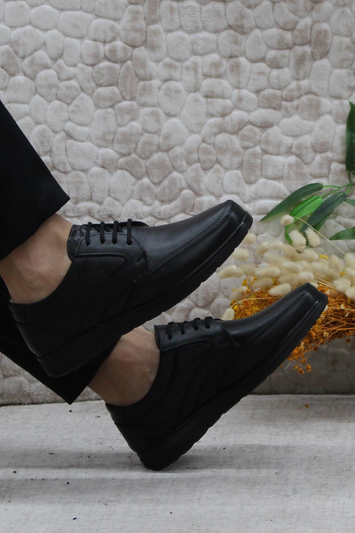 42961 Siyah İç Ve Dış Hakiki Deri Rahat Yumuşak Erkek Ayakkabı - Görsel 6