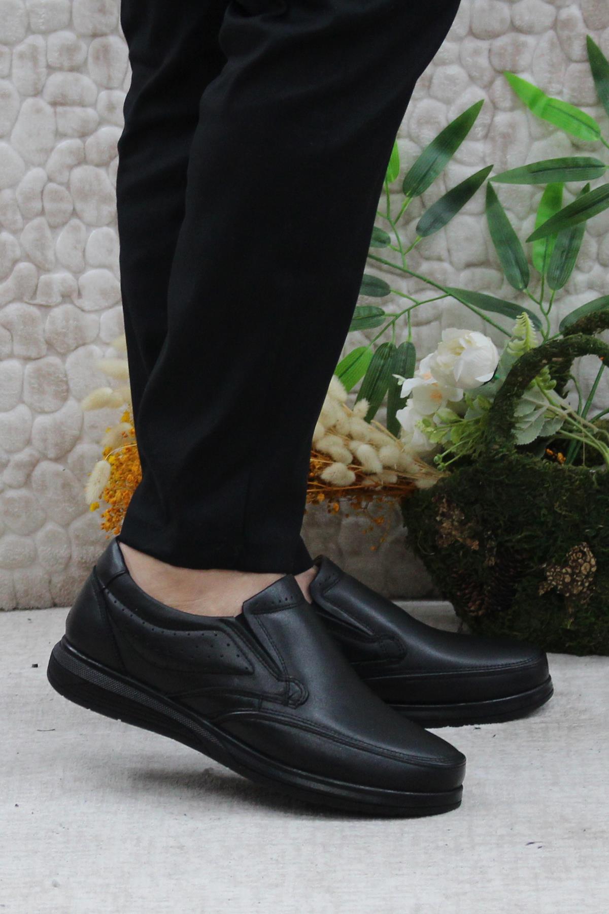 42960 Siyah İç Ve Dış Hakiki Deri Rahat Yumuşak Erkek Ayakkabı - Görsel 2