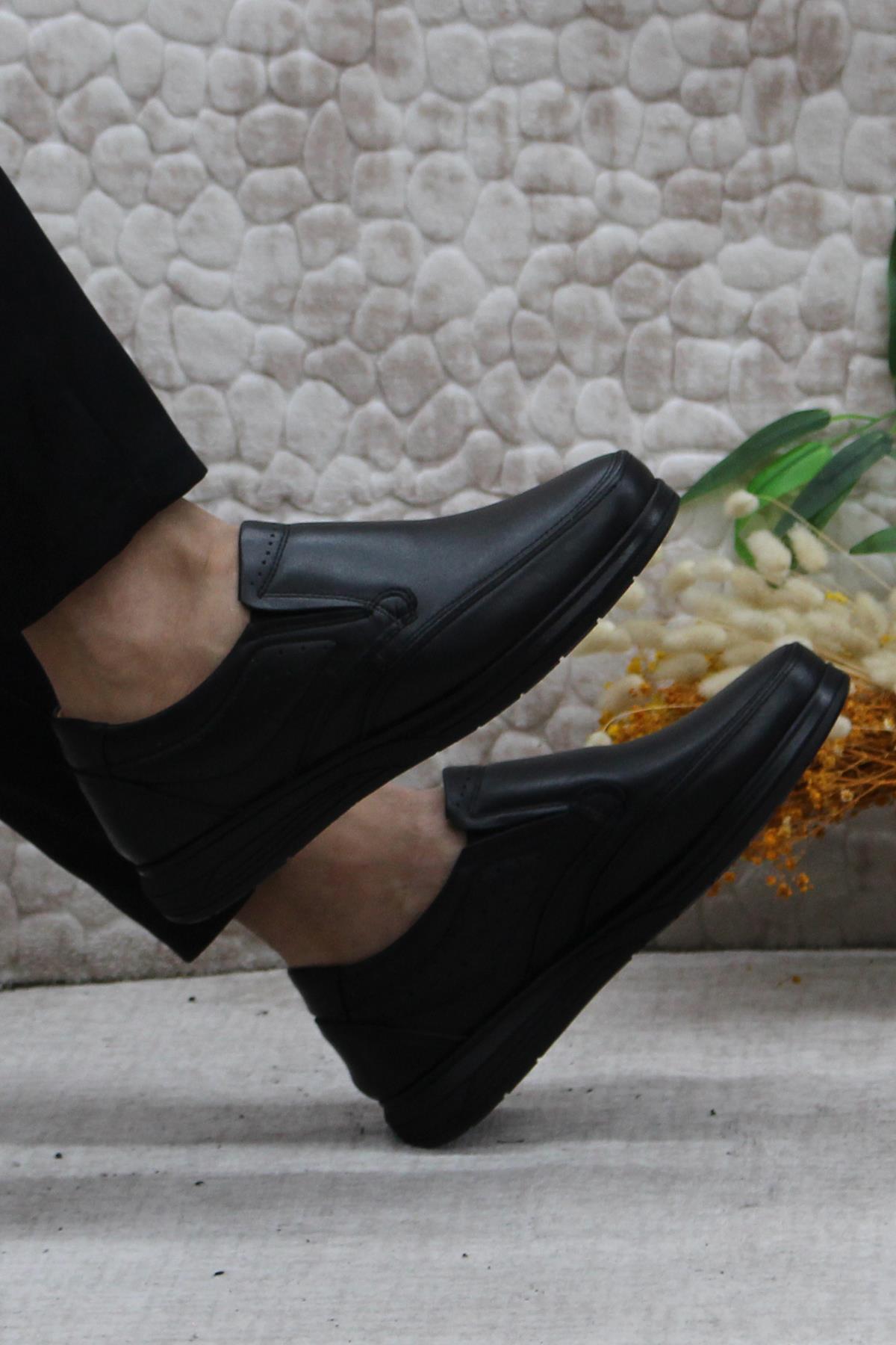 42960 Siyah İç Ve Dış Hakiki Deri Rahat Yumuşak Erkek Ayakkabı - Görsel 6