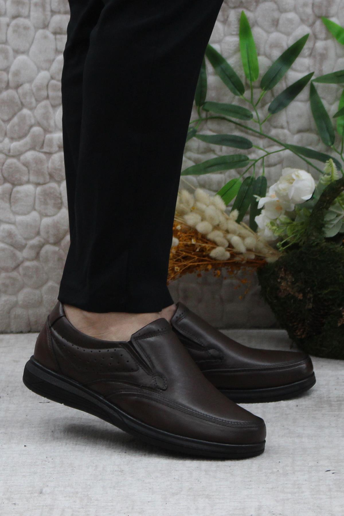 42960 Kahve İç Ve Dış Hakiki Deri Rahat Yumuşak Erkek Ayakkabı - Görsel 2