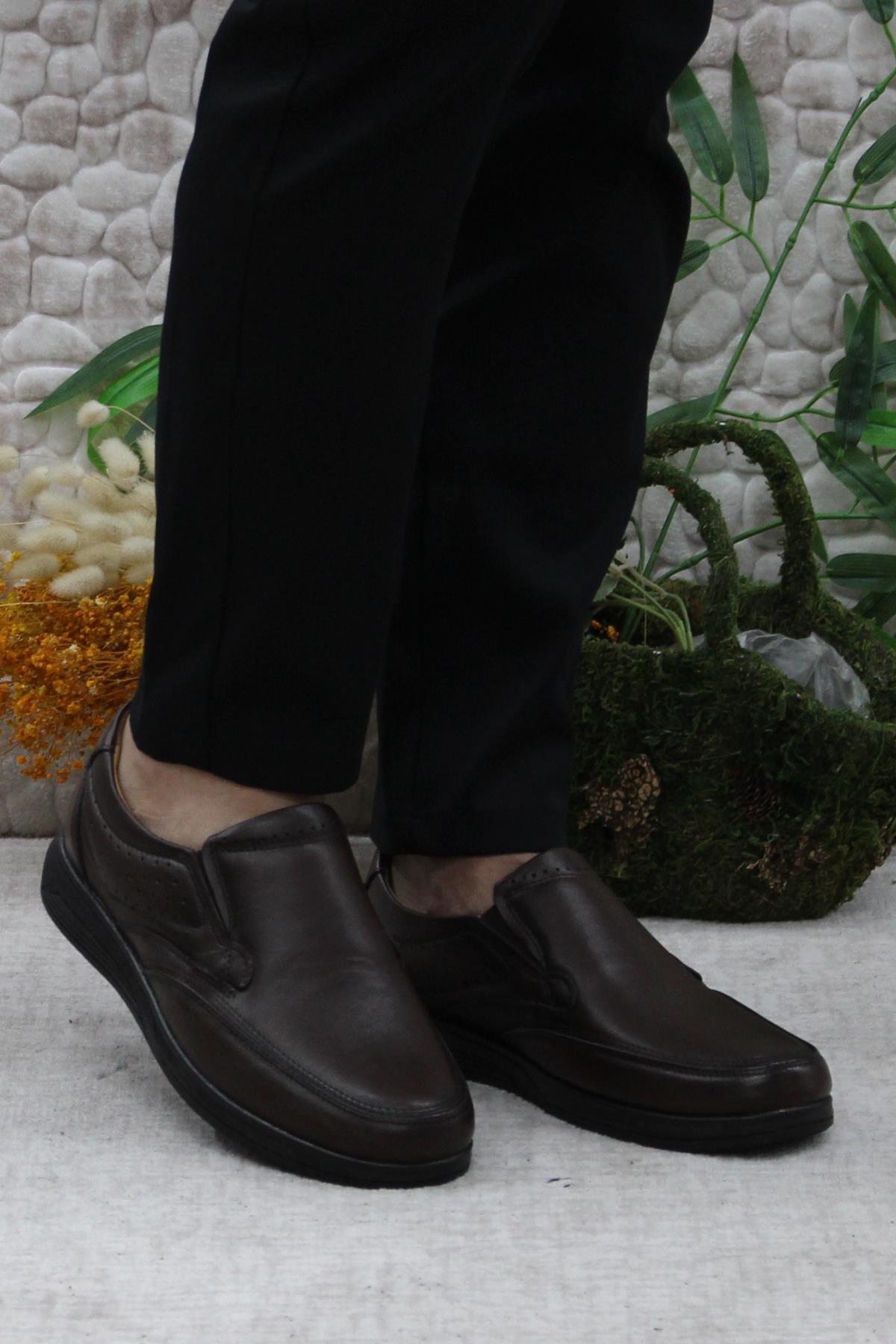 42960 Kahve İç Ve Dış Hakiki Deri Rahat Yumuşak Erkek Ayakkabı - Görsel 3