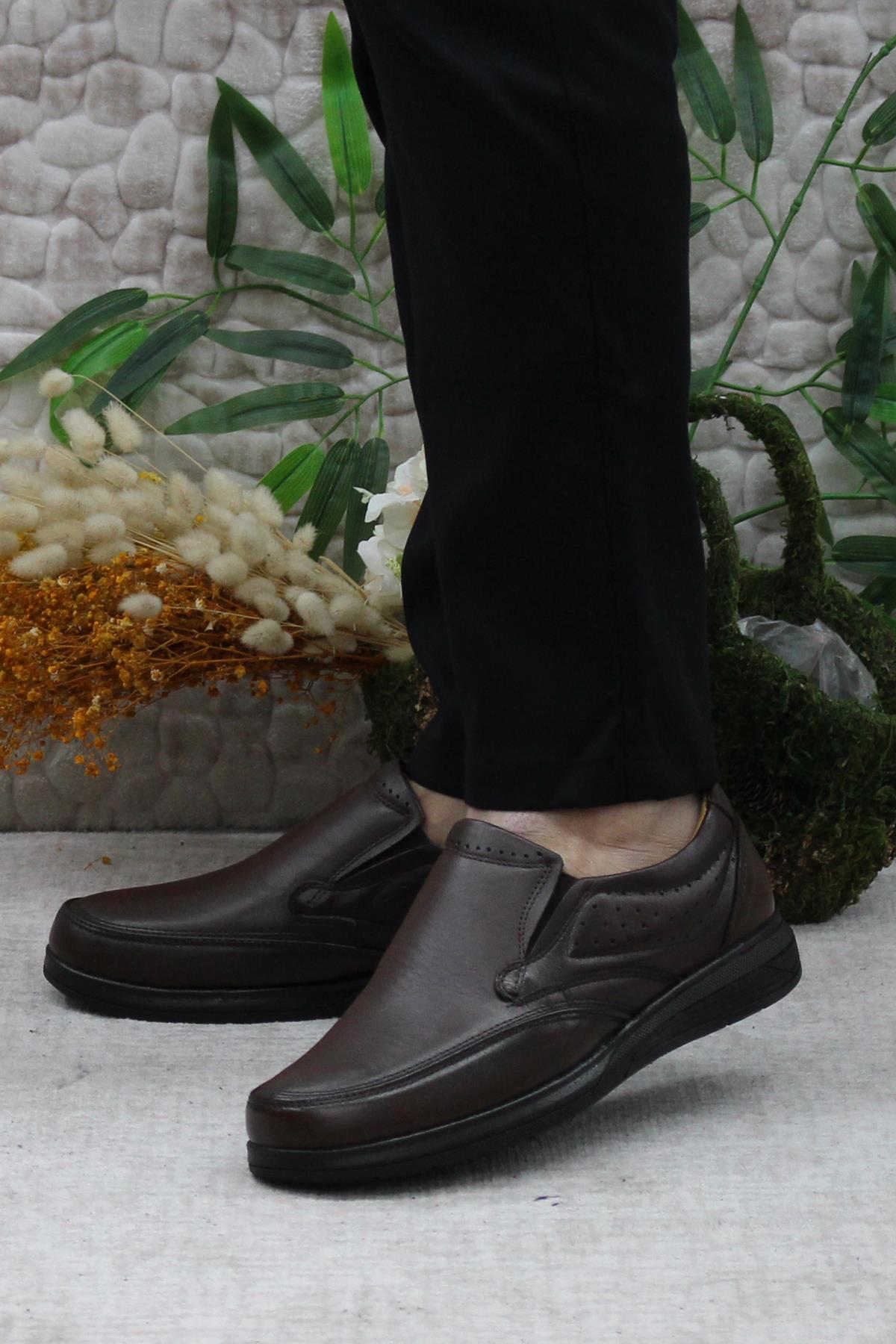 42960 Kahve İç Ve Dış Hakiki Deri Rahat Yumuşak Erkek Ayakkabı - Görsel 4