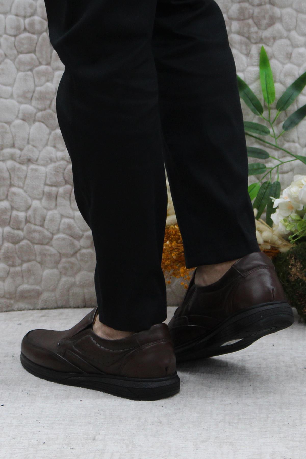 42960 Kahve İç Ve Dış Hakiki Deri Rahat Yumuşak Erkek Ayakkabı - Görsel 5