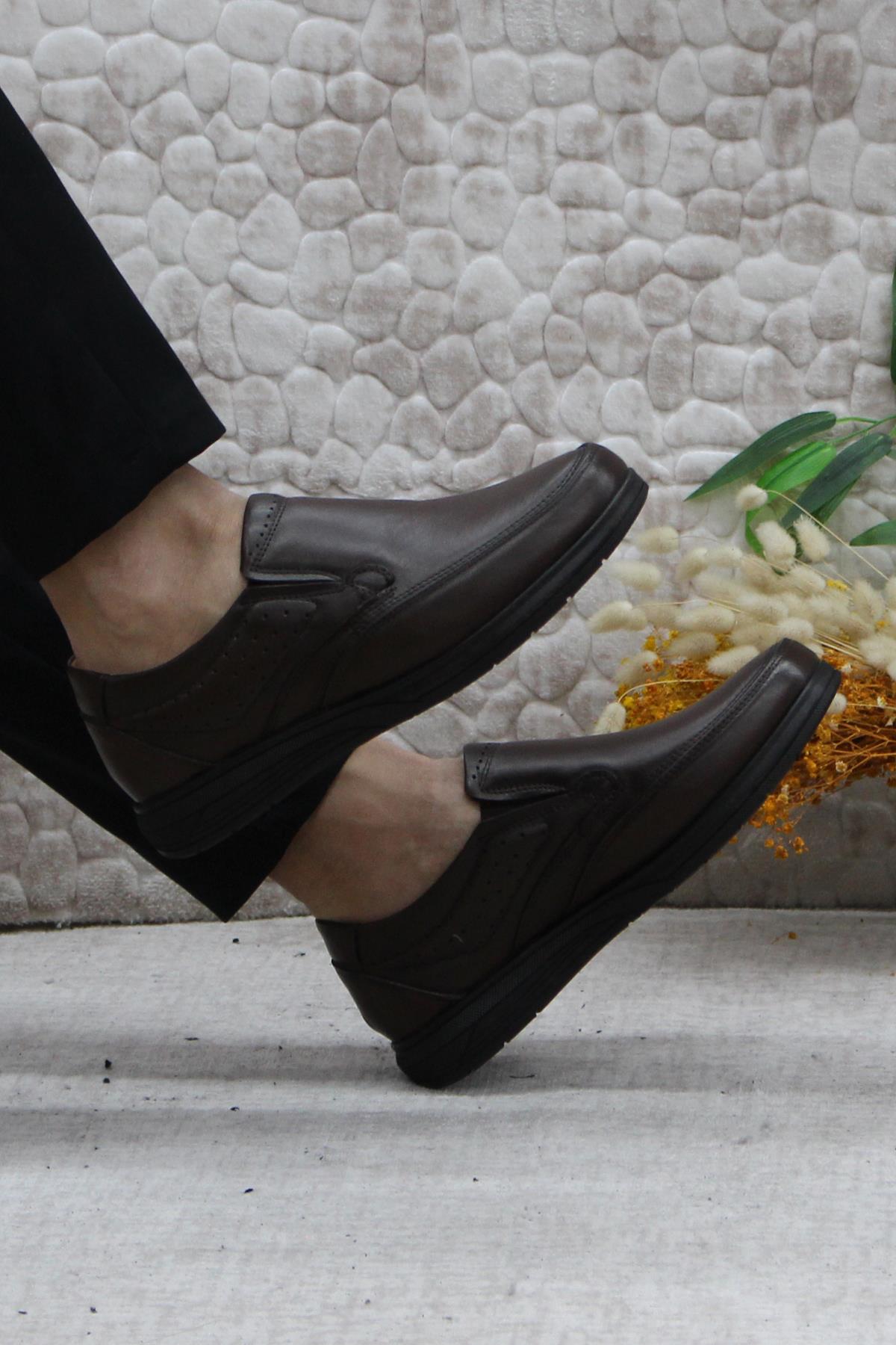 42960 Kahve İç Ve Dış Hakiki Deri Rahat Yumuşak Erkek Ayakkabı - Görsel 6