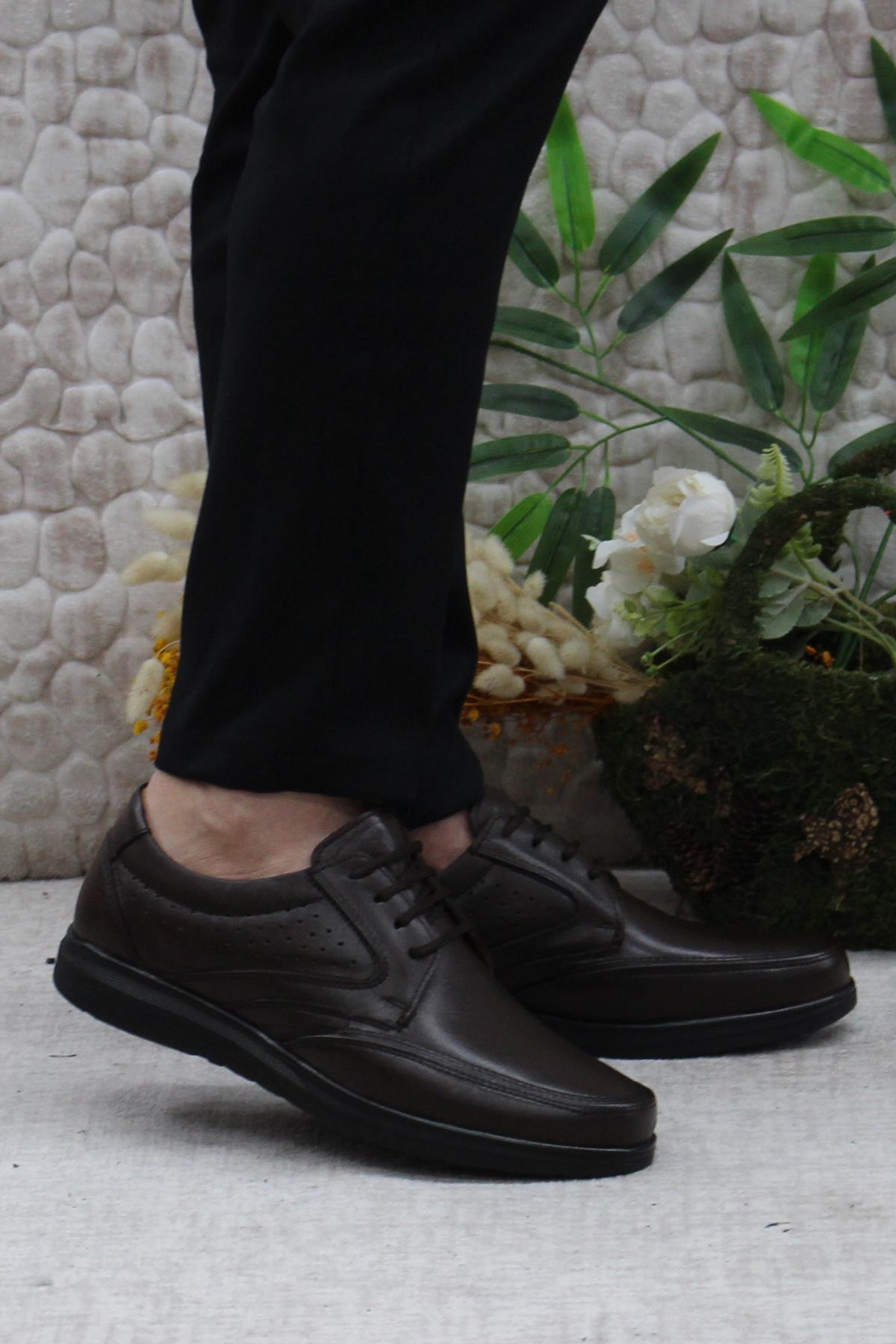 42961 Kahve İç Ve Dış Hakiki Deri Rahat Yumuşak Erkek Ayakkabı - Görsel 2