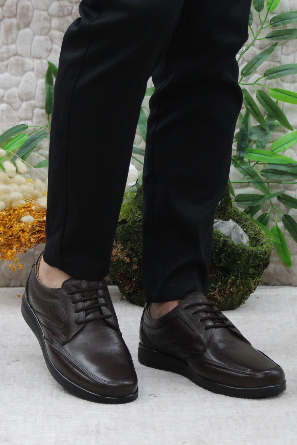 42961 Kahve İç Ve Dış Hakiki Deri Rahat Yumuşak Erkek Ayakkabı - Görsel 3