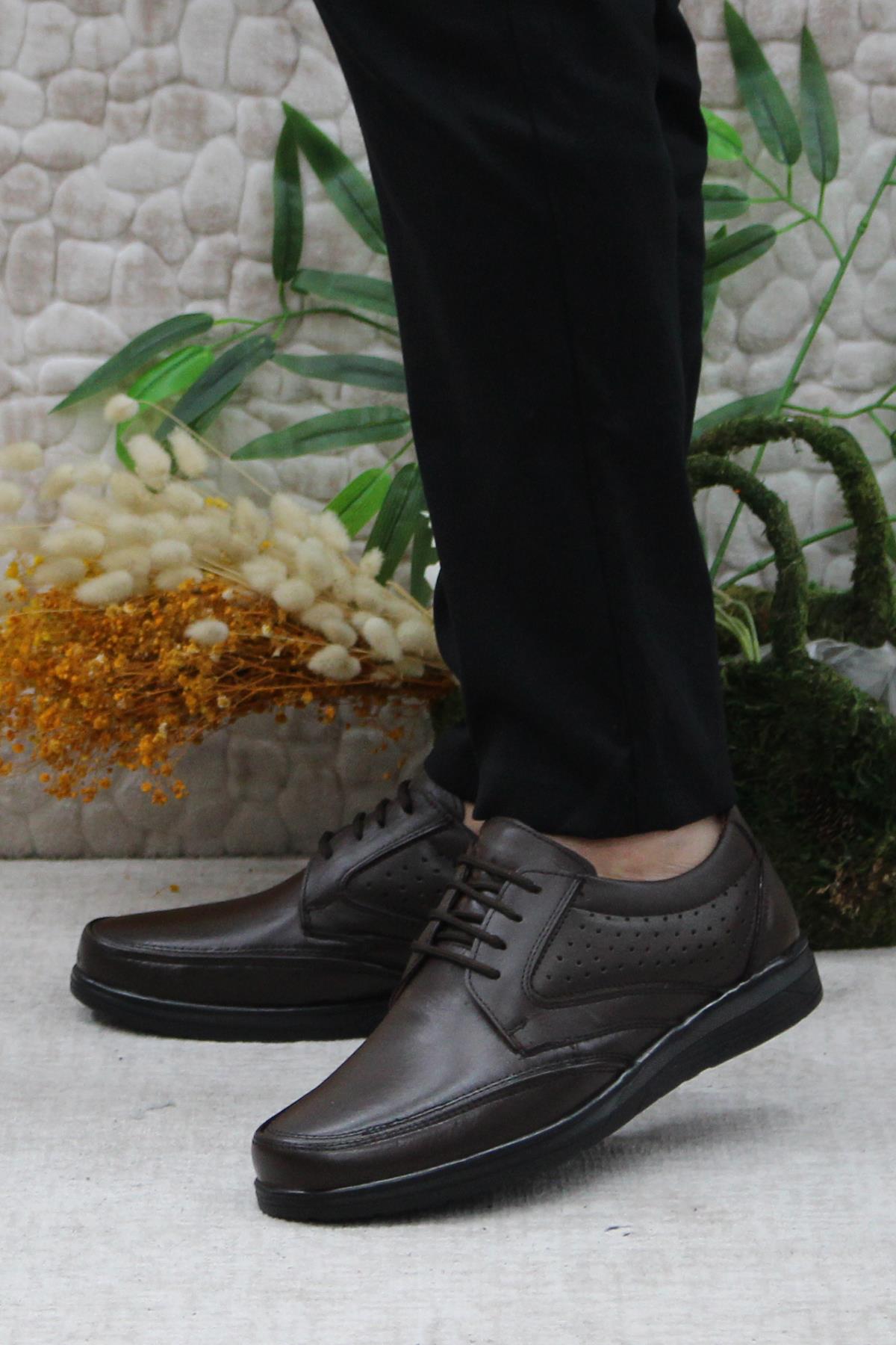 42961 Kahve İç Ve Dış Hakiki Deri Rahat Yumuşak Erkek Ayakkabı - Görsel 4