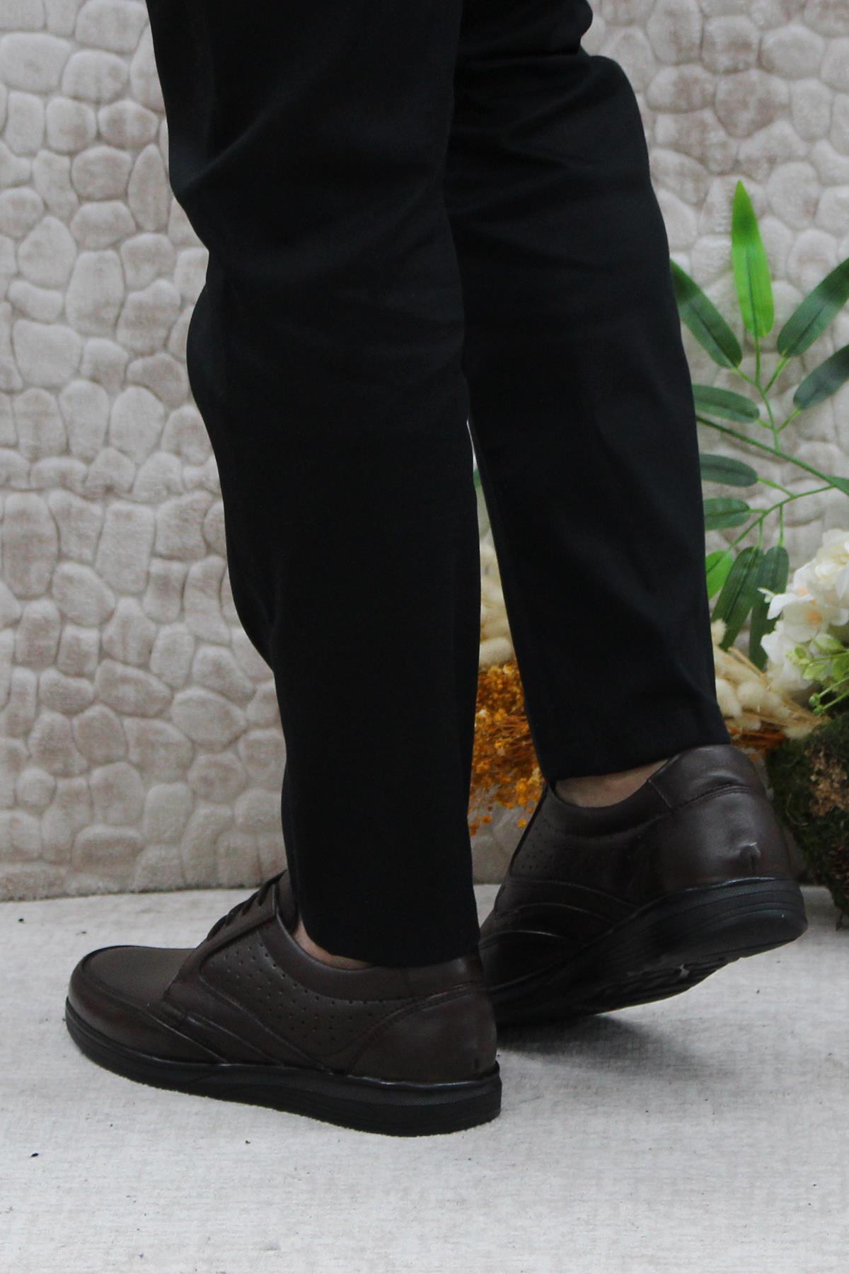 42961 Kahve İç Ve Dış Hakiki Deri Rahat Yumuşak Erkek Ayakkabı - Görsel 5