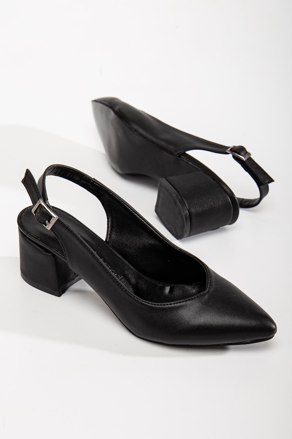 Arkası Açık Kadın Topuklu Ayakabı SİYAH CİLT - Görsel 4