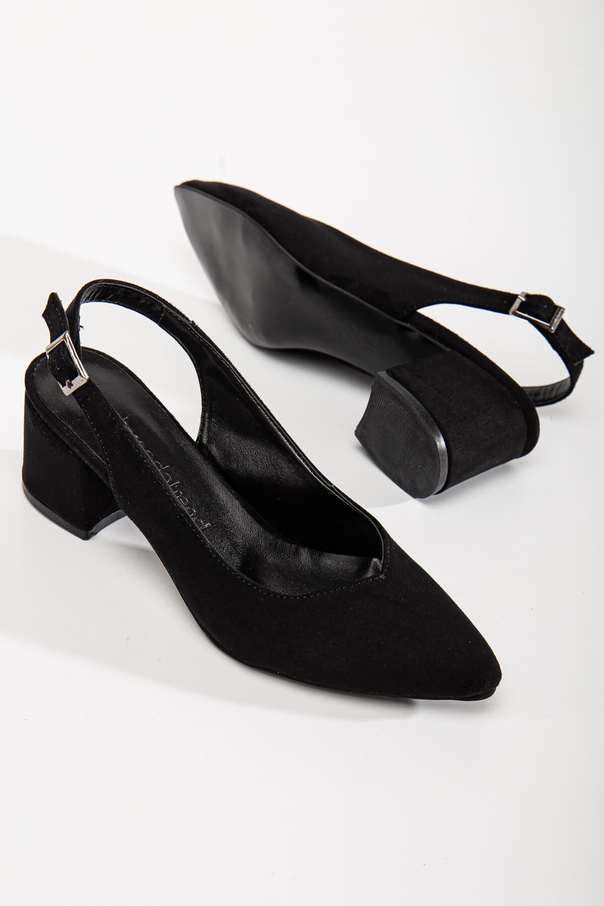 Arkası Açık Kadın Topuklu Ayakabı 41-42 SİYAH SÜET - Görsel 4