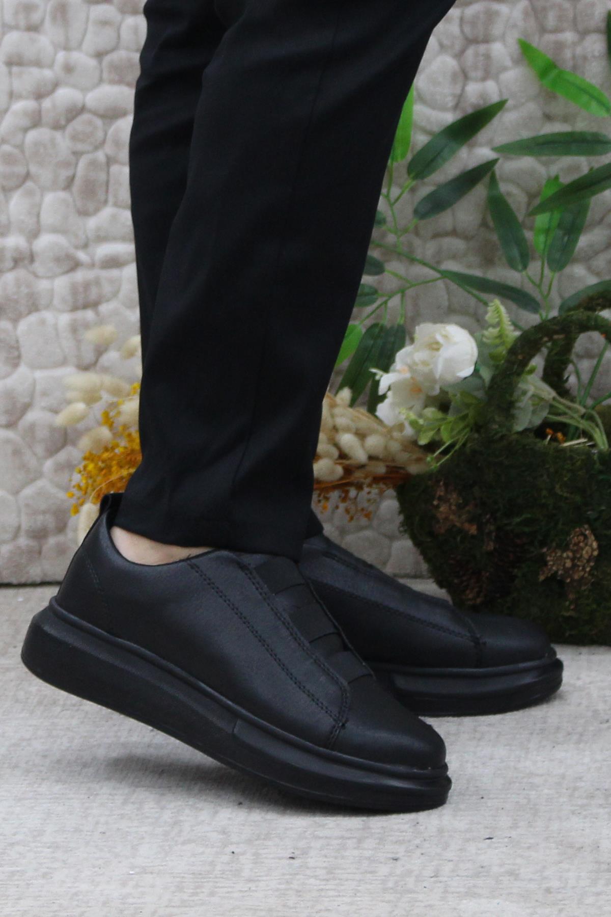 32728 Siyah Rahat Hafif Kalın Taban Lastikli Sneaker Erkek Ayakkabı - Görsel 2