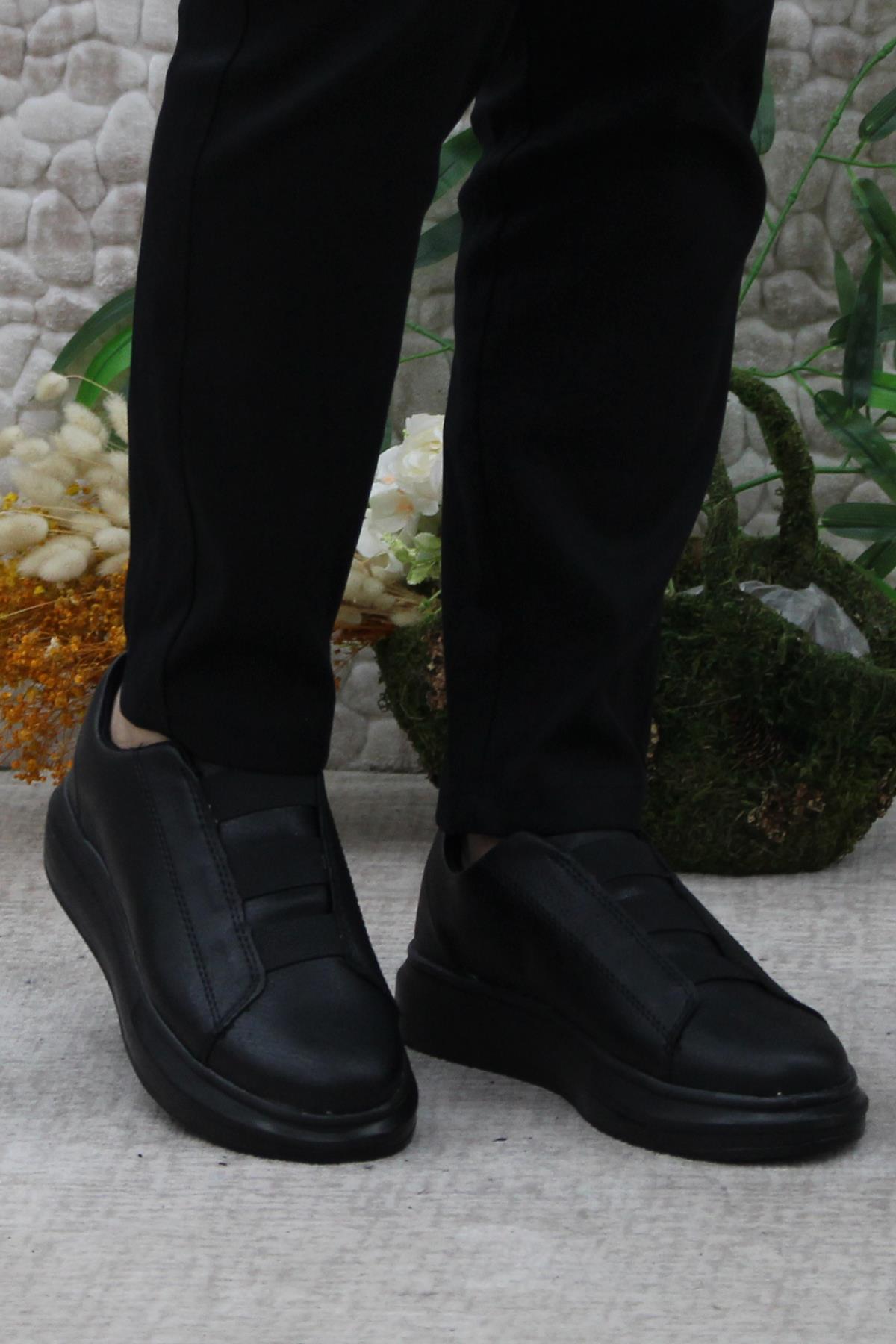 32728 Siyah Rahat Hafif Kalın Taban Lastikli Sneaker Erkek Ayakkabı - Görsel 3