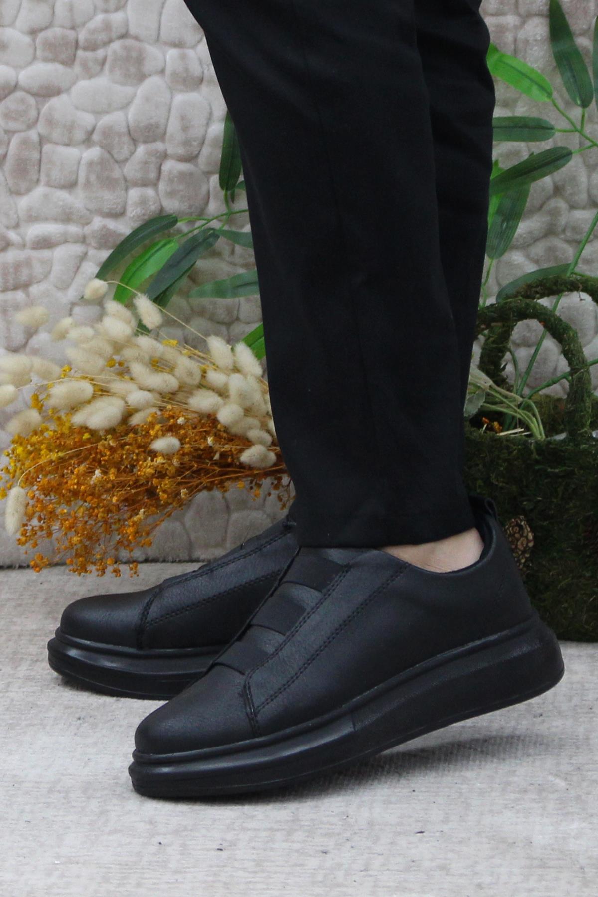 32728 Siyah Rahat Hafif Kalın Taban Lastikli Sneaker Erkek Ayakkabı - Görsel 4