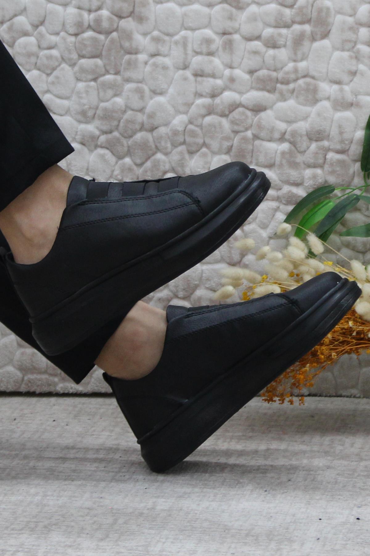 32728 Siyah Rahat Hafif Kalın Taban Lastikli Sneaker Erkek Ayakkabı - Görsel 6