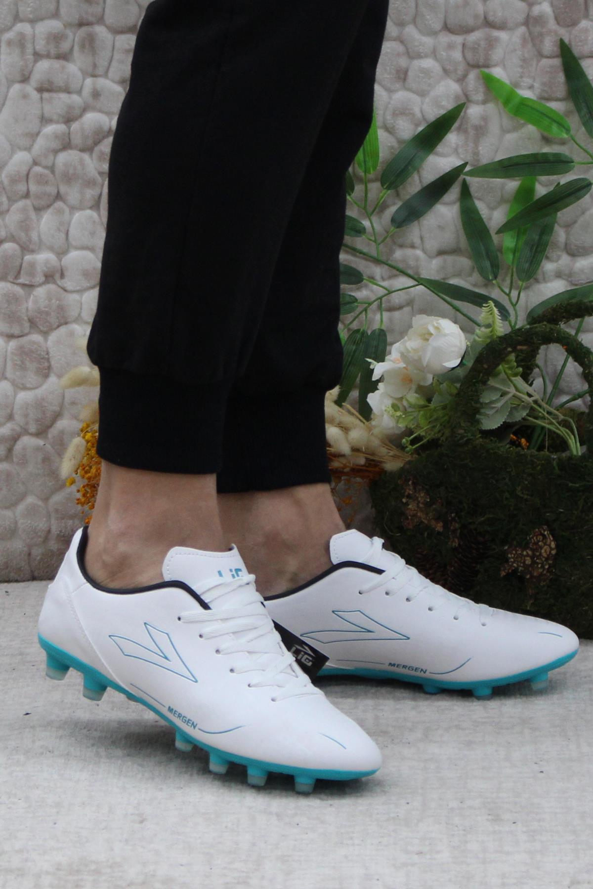 Mergen Pro Krp Beyaz Orijinal Ürün Çim Saha Halı Saha Krampon Futbol Ayakkabı - Görsel 2