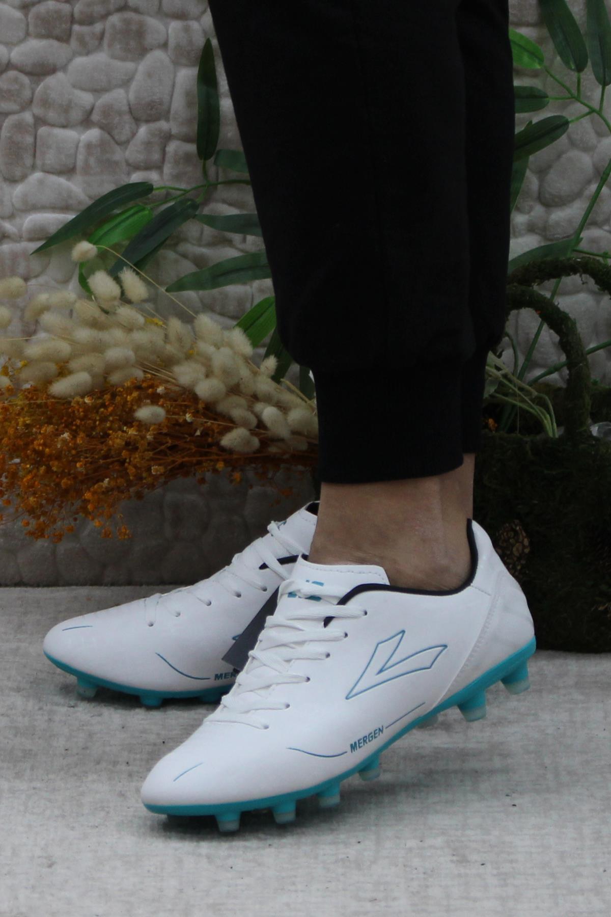 Mergen Pro Krp Beyaz Orijinal Ürün Çim Saha Halı Saha Krampon Futbol Ayakkabı - Görsel 4