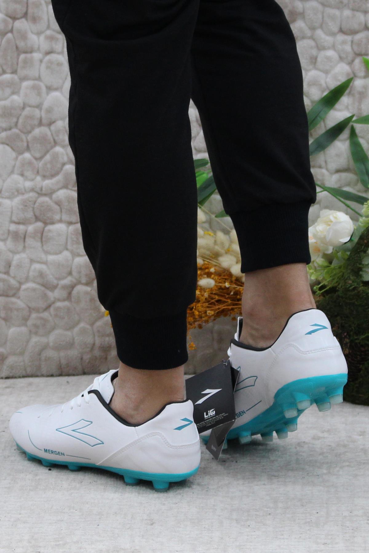 Mergen Pro Krp Beyaz Orijinal Ürün Çim Saha Halı Saha Krampon Futbol Ayakkabı - Görsel 5