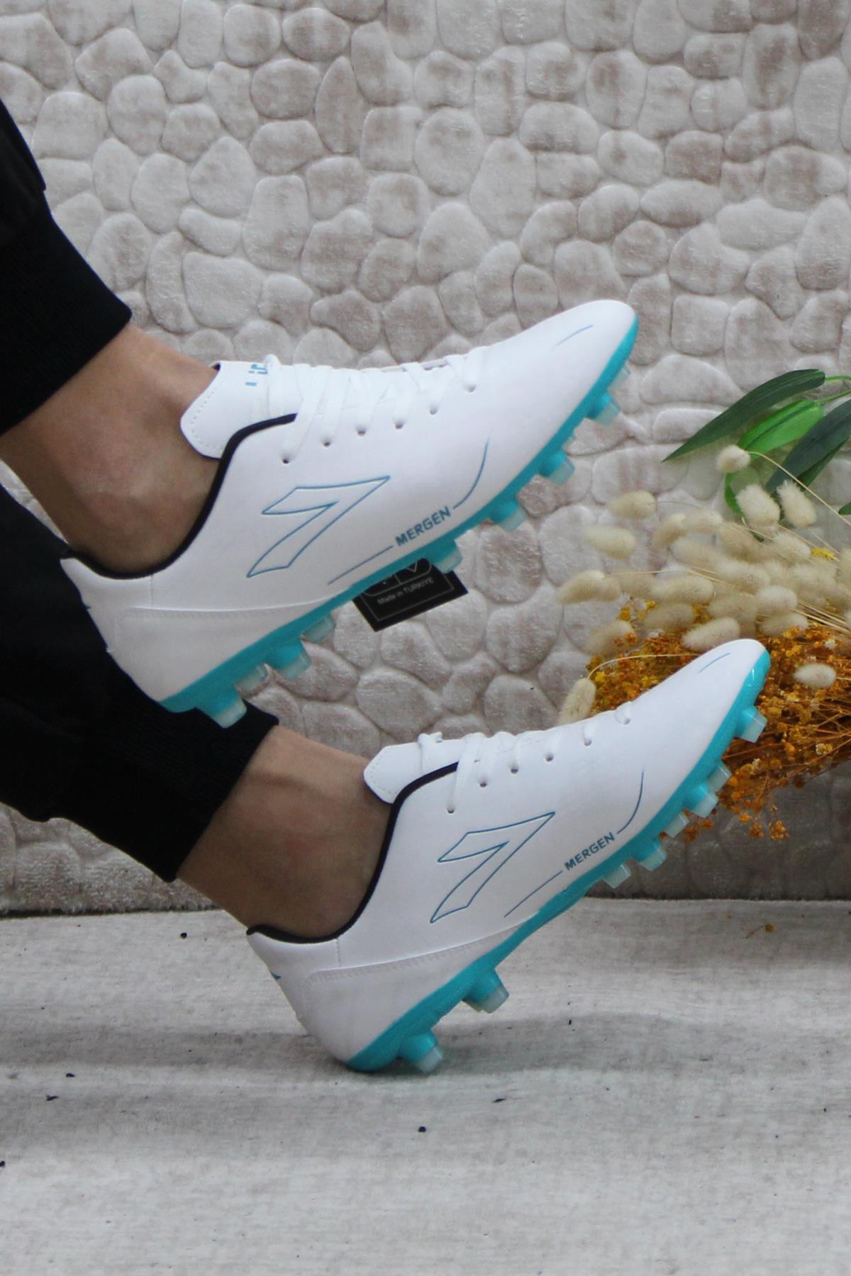 Mergen Pro Krp Beyaz Orijinal Ürün Çim Saha Halı Saha Krampon Futbol Ayakkabı - Görsel 6