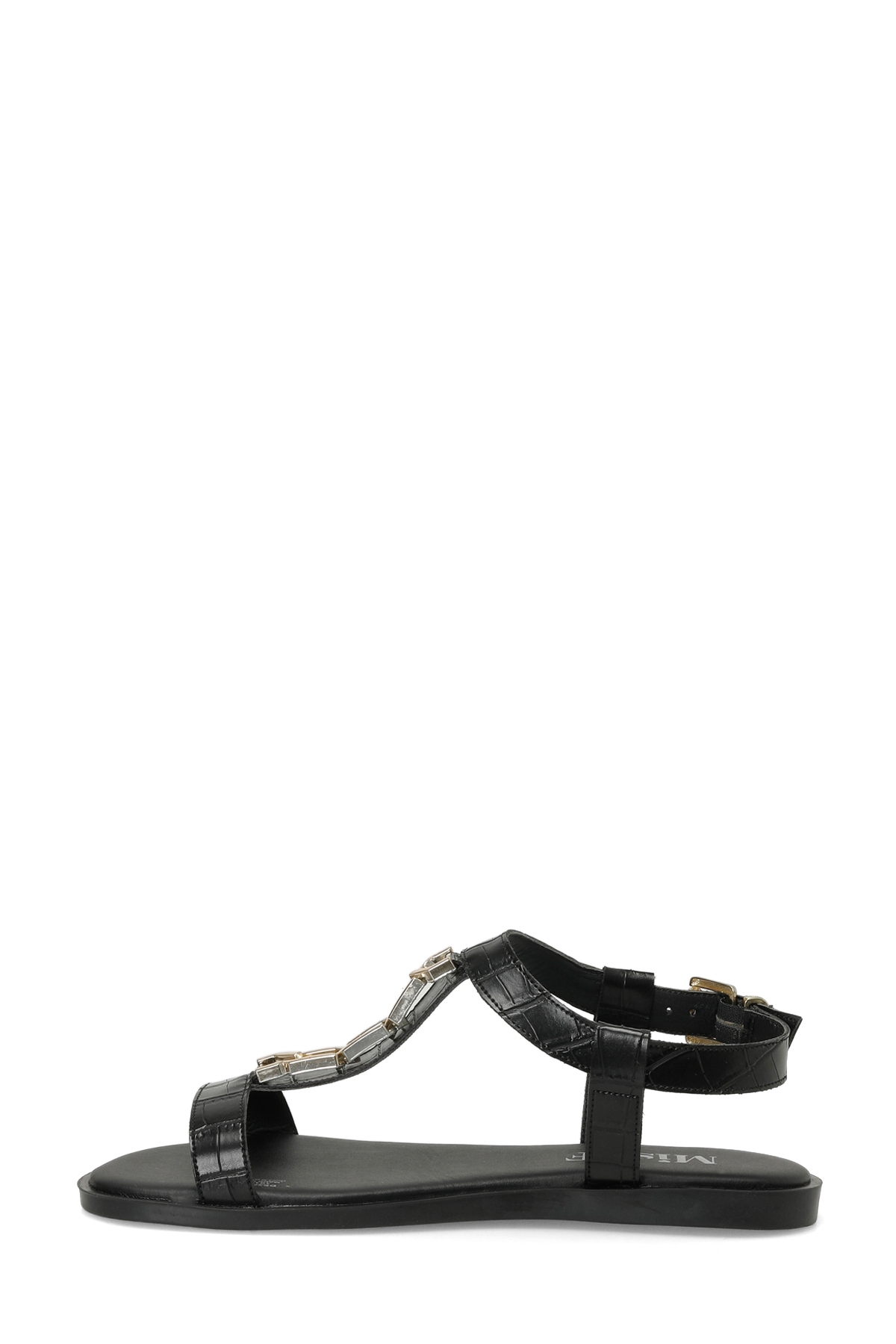 DS24013 4FX Siyah Kadın Düz Sandalet - Görsel 4