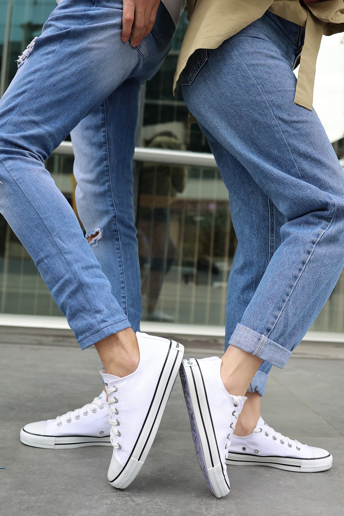 Unısex Beyaz Beyaz Garantili Ortopedik Keten Günlük Kullanım Sneaker Ayakkabı X-STAR-7284 - Görsel 3