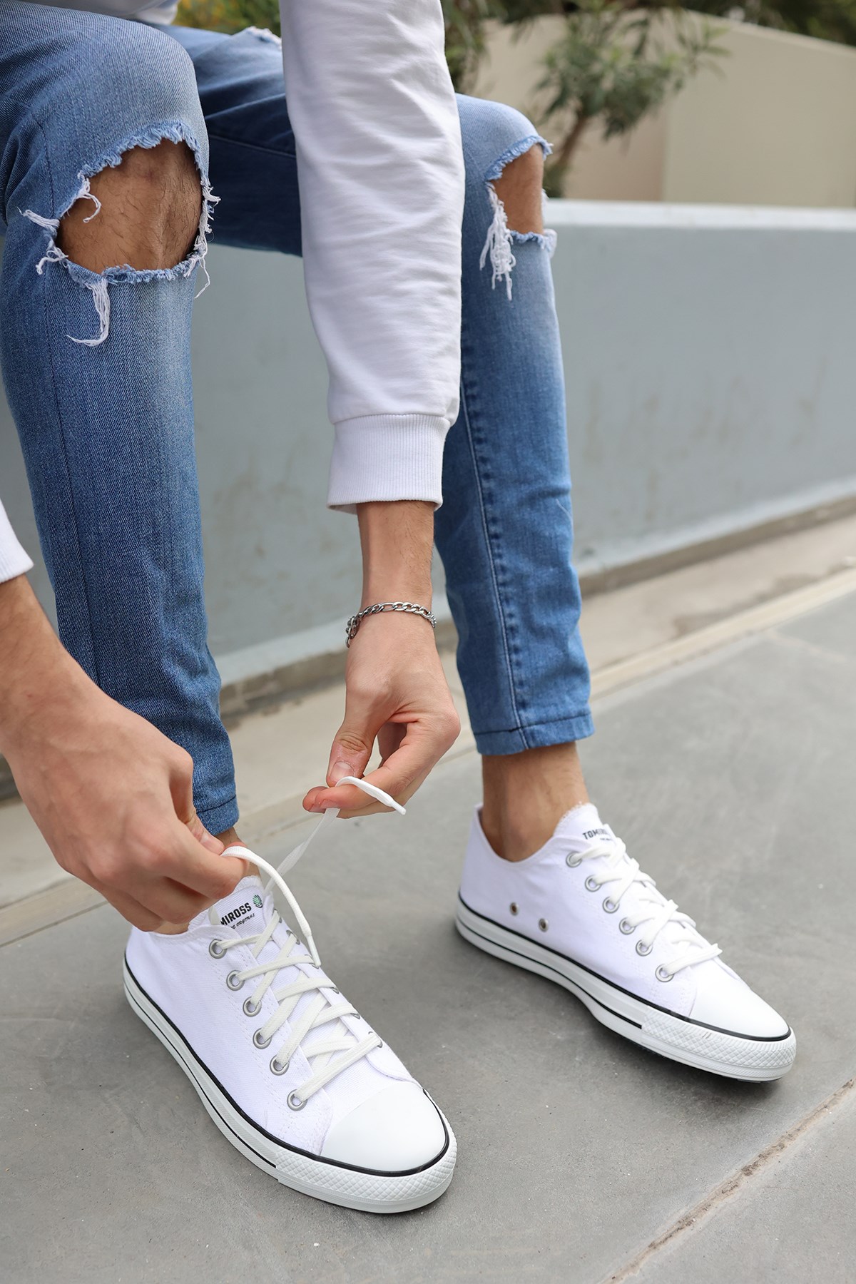 Unısex Beyaz Beyaz Garantili Ortopedik Keten Günlük Kullanım Sneaker Ayakkabı X-STAR-7284 - Görsel 6