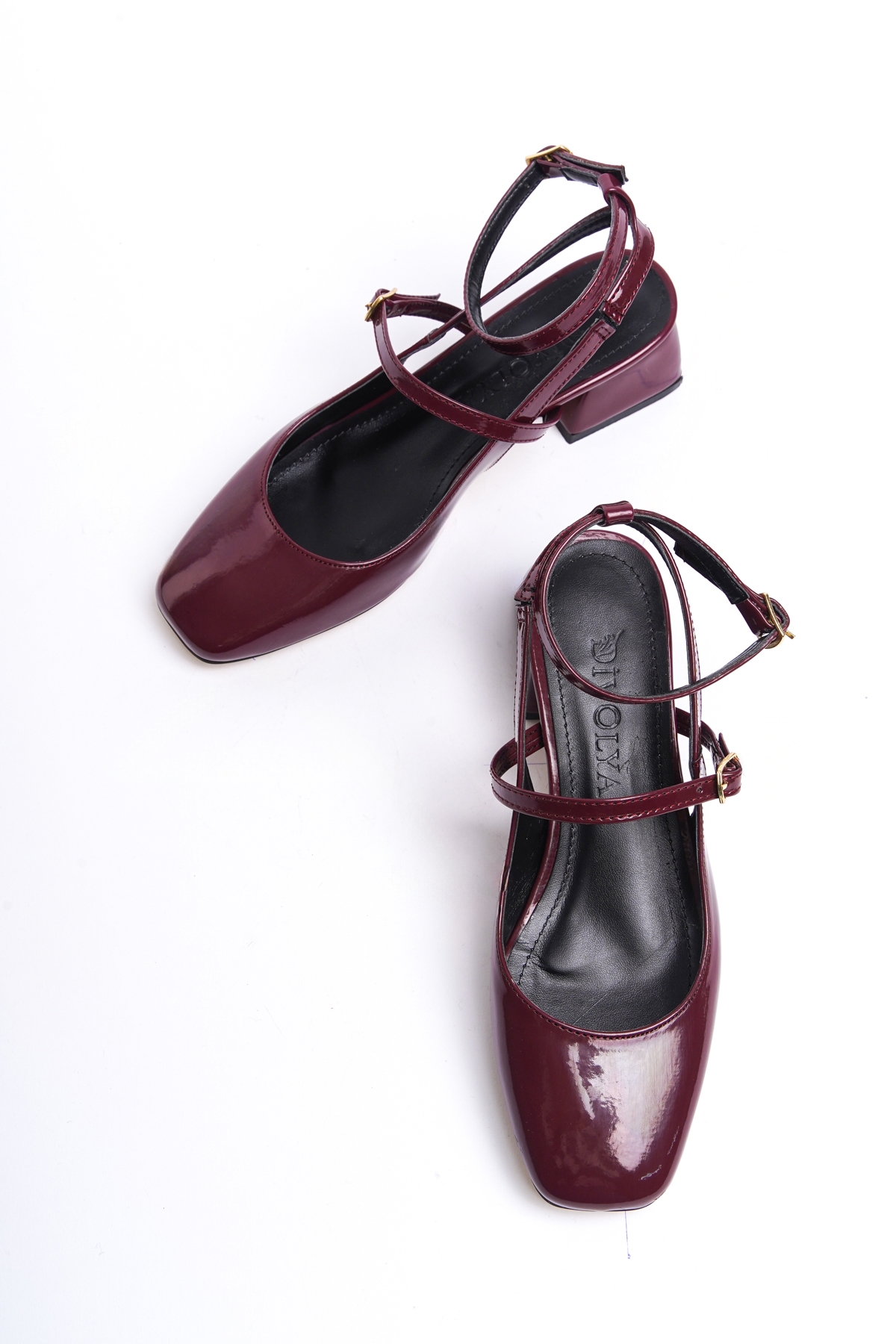 Tinya Bordo Rugan Küt Burun Topuklu Günlük Ayakkabı - Görsel 6