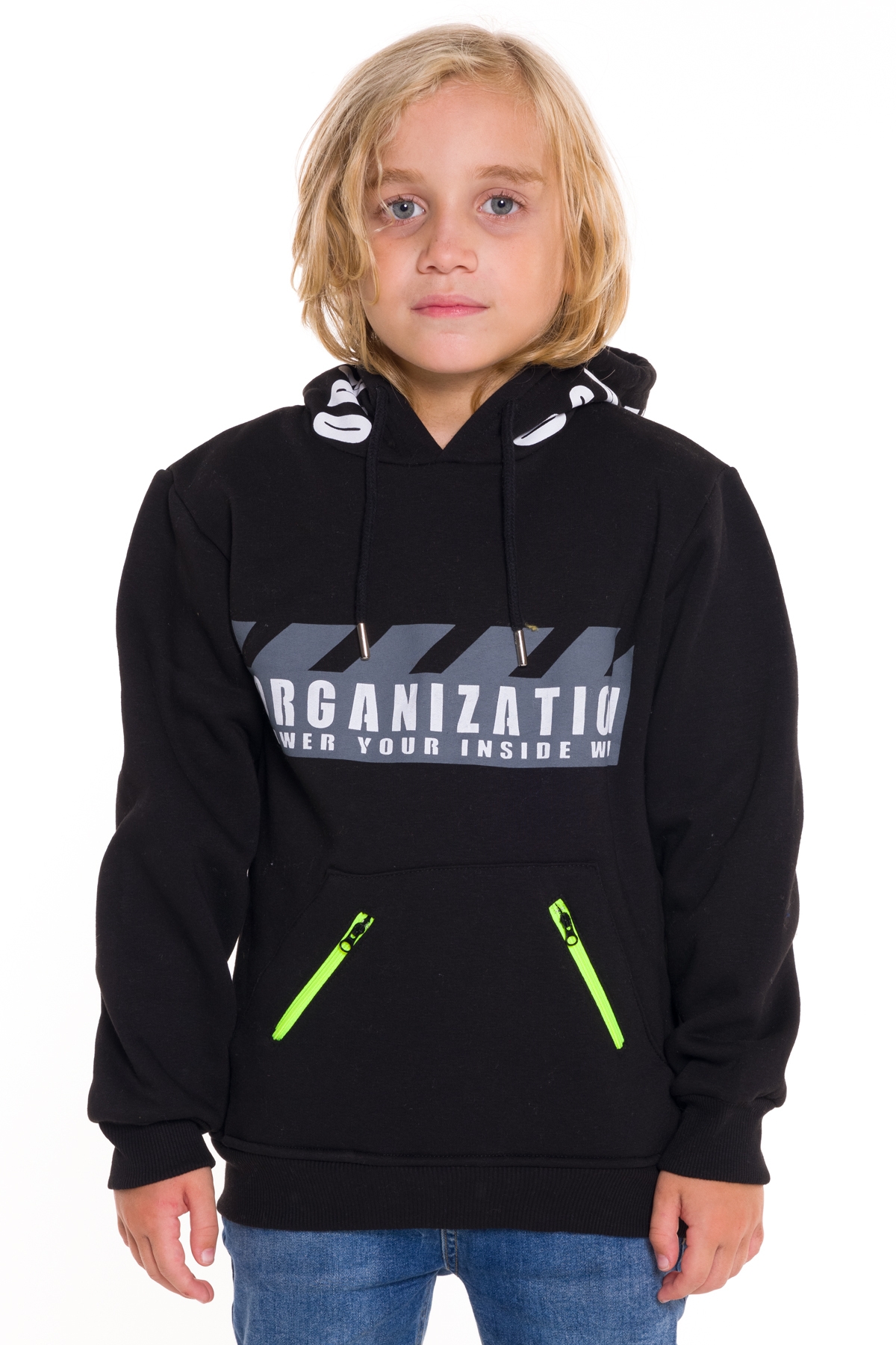 Erkek Çocuk Organization Yazı Baskılı Kapşonlu Sweatshirt 14124