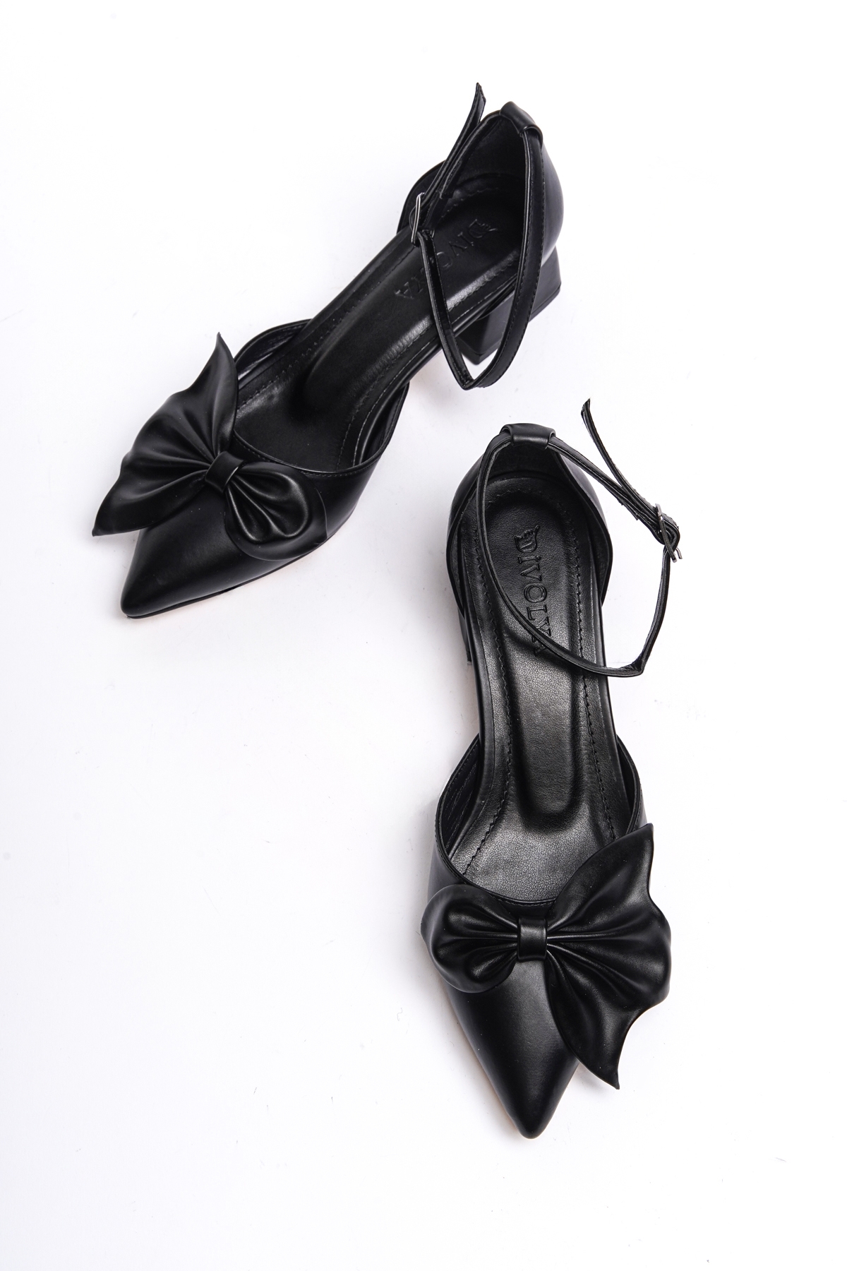 Lorenta Siyah Fiyonklu (4cm) Sivri Burun Topuklu Ayakkabı - Görsel 5