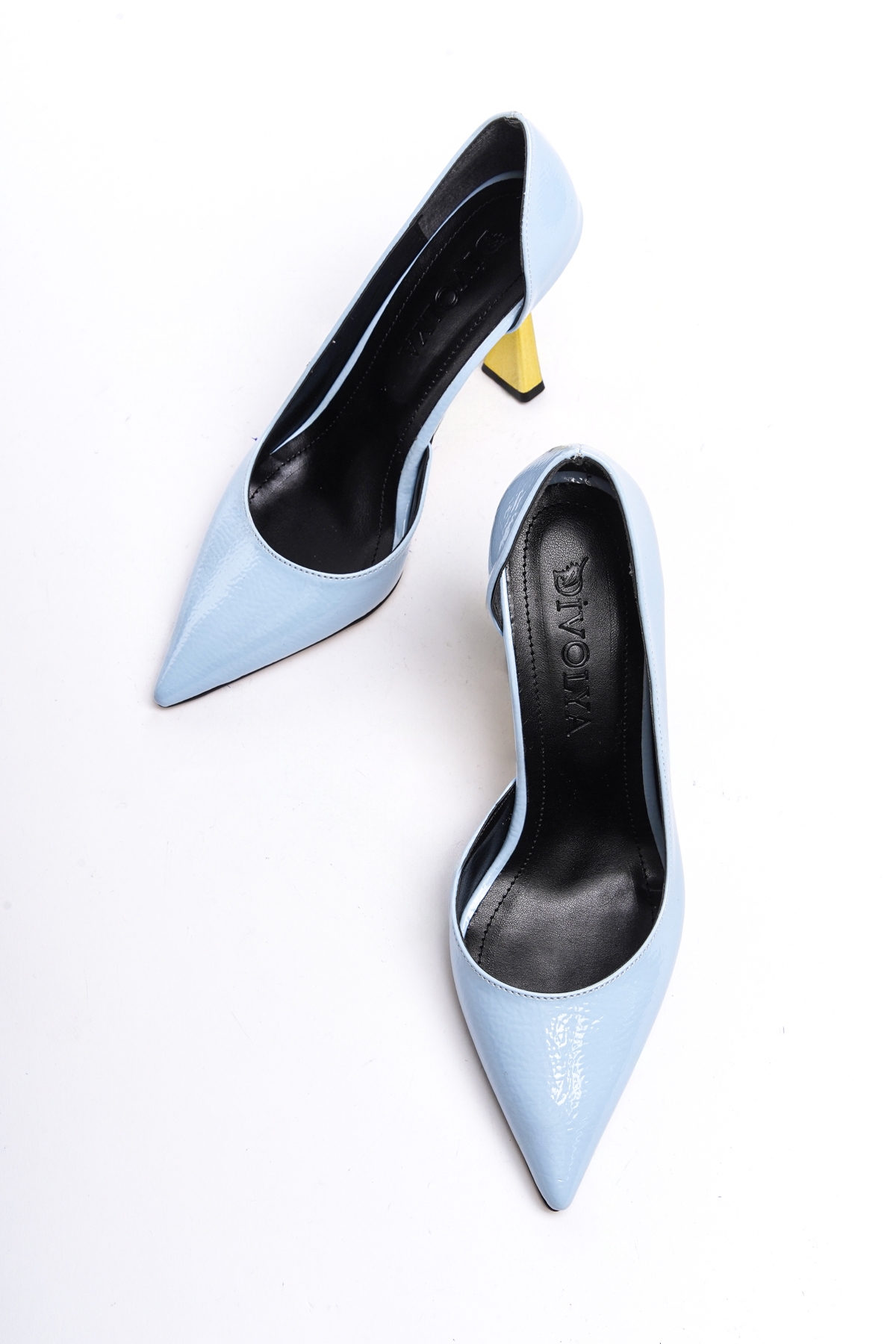 Scarlet Bebe Mavi Kırışık Rugan (8cm) Topuk Boyu Günlük Kullanım Stiletto - Görsel 3