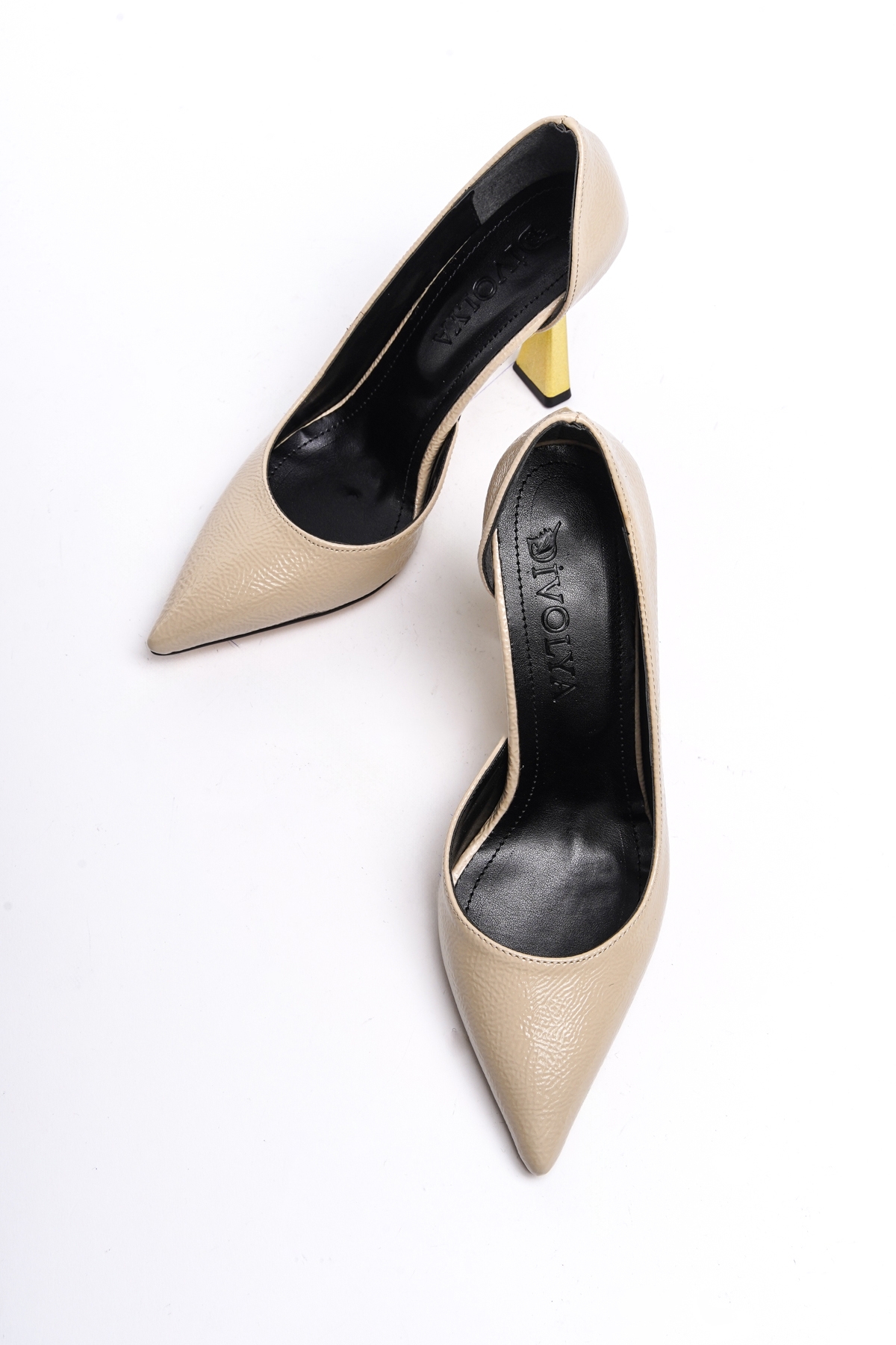 Scarlet Bej Kırışık Rugan (8cm) Topuk Boyu Günlük Kullanım Stiletto - Görsel 3