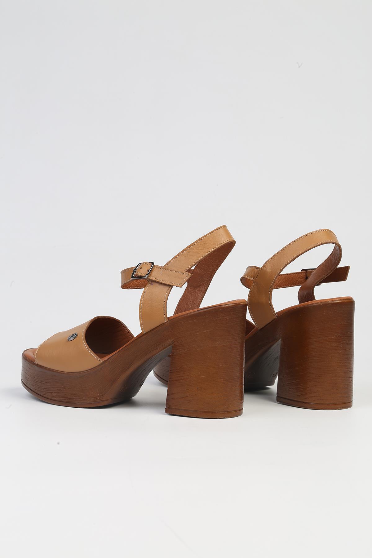 ® | PC-7229 - 3807 Taba-Kadın Dolgu Topuk Ayakkabı - Görsel 4