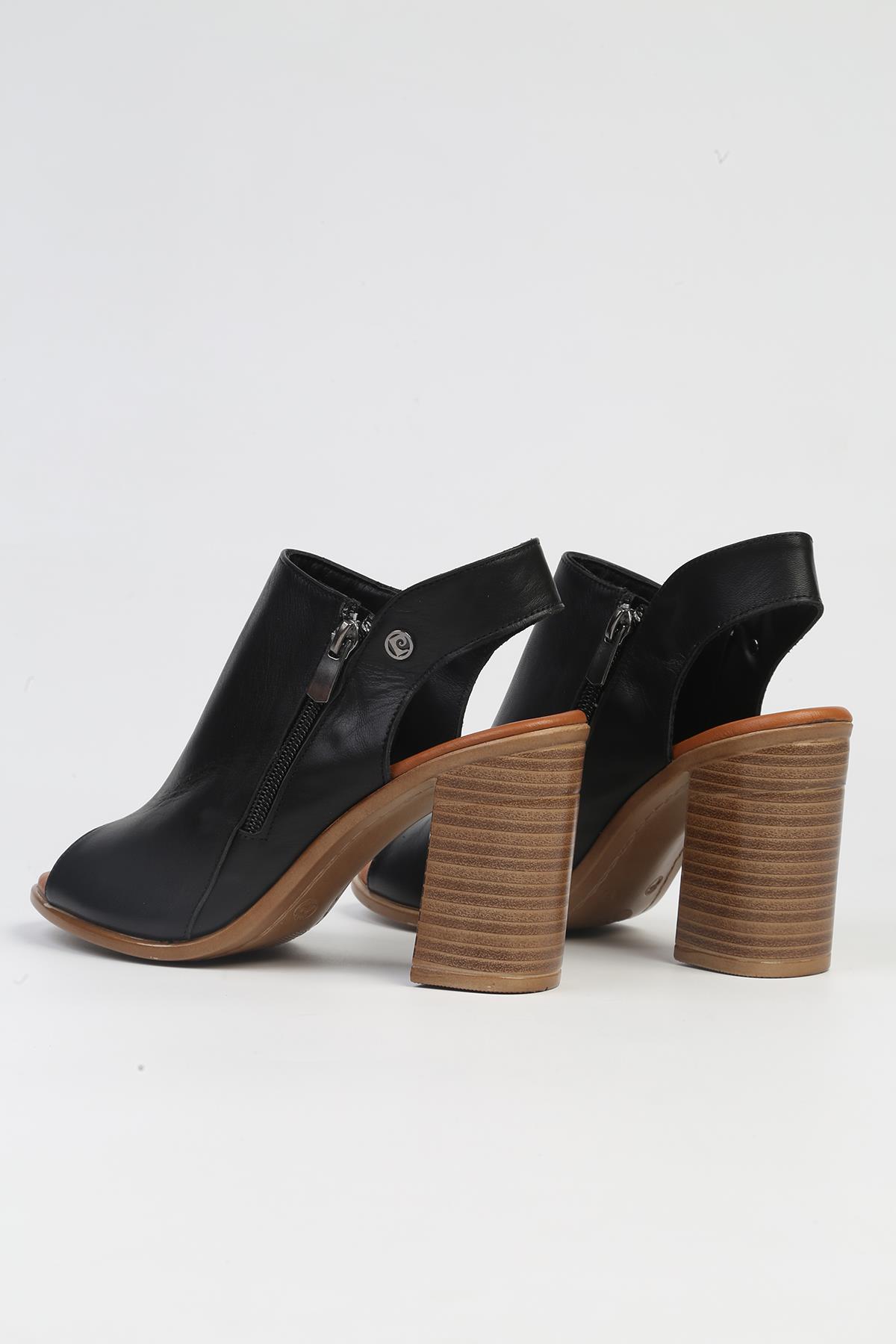 ® | PC-7228 - 3807 Siyah-Kadın Topuklu Ayakkabı - Görsel 4