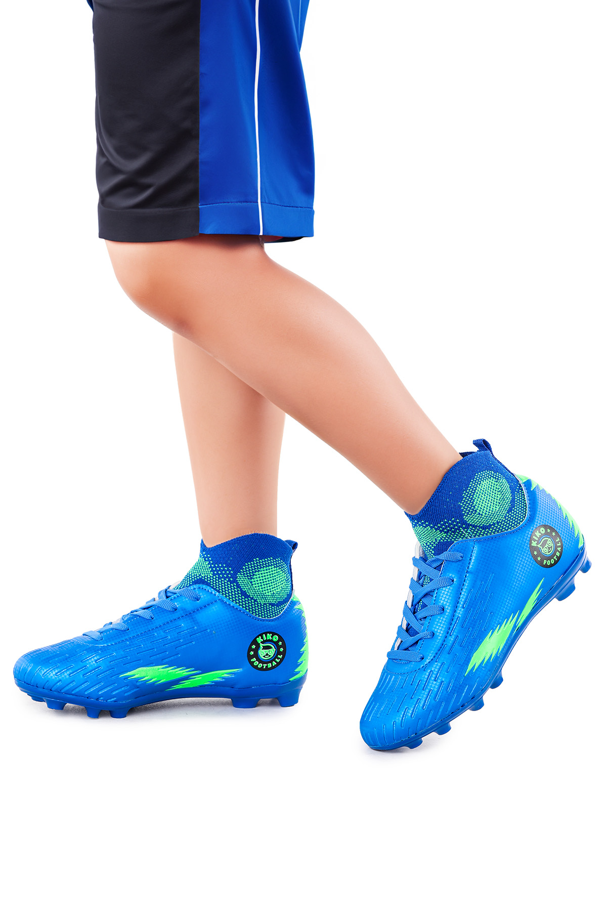 142 FKP Boğazlı Krampon Çim Saha Erkek Çocuk Futbol Ayakkabı Saks Mavi - Yeşil - Görsel 4