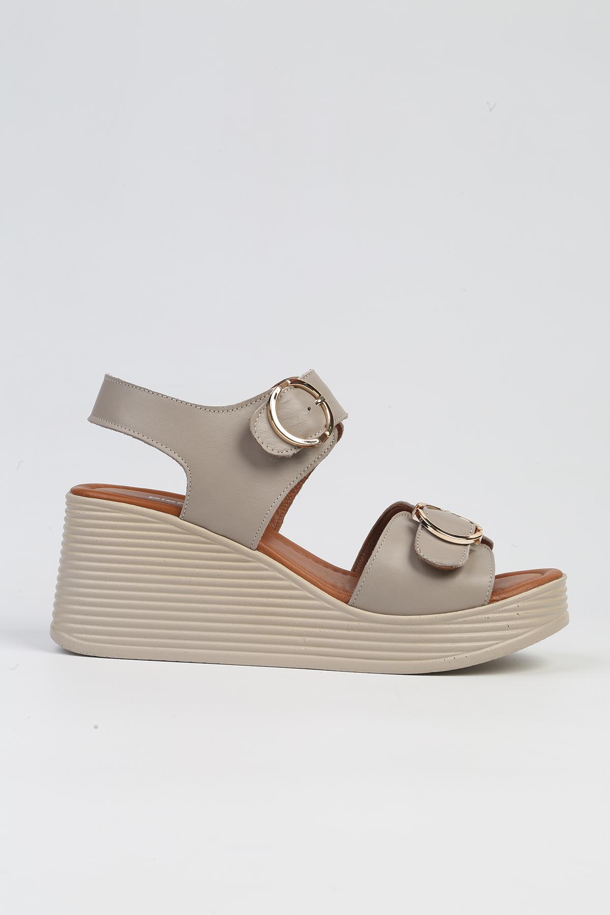 ® | PC-7213- 3807 Vizon-Kadın Dolgu Topuk Ayakkabı - Görsel 2