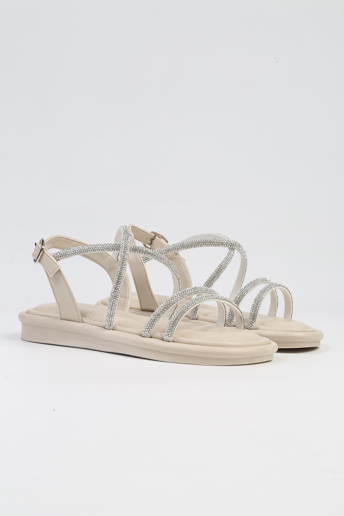 ® | PC-5103-3891 Krem-Kadın Sandalet - Görsel 3