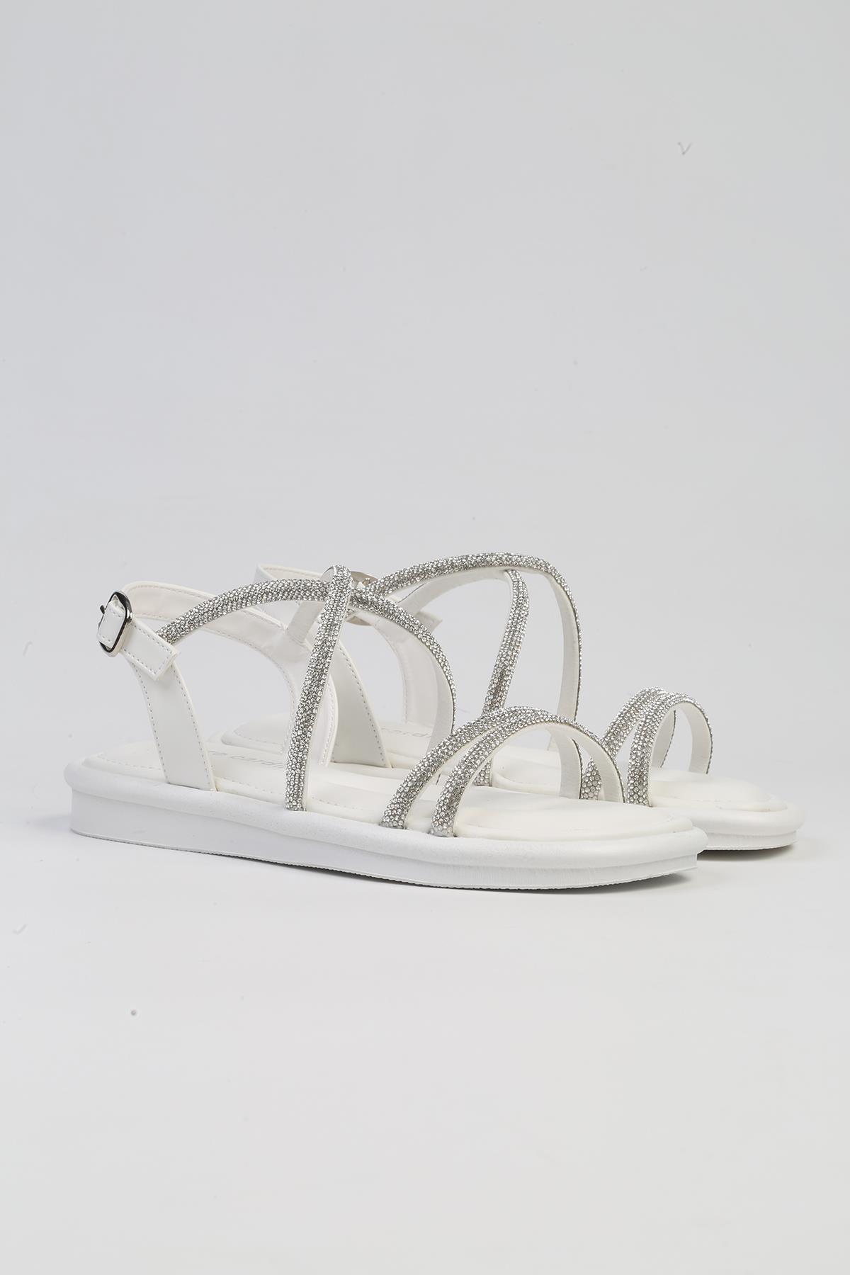 ® | PC-5103-3891 Beyaz-Kadın Sandalet - Görsel 3