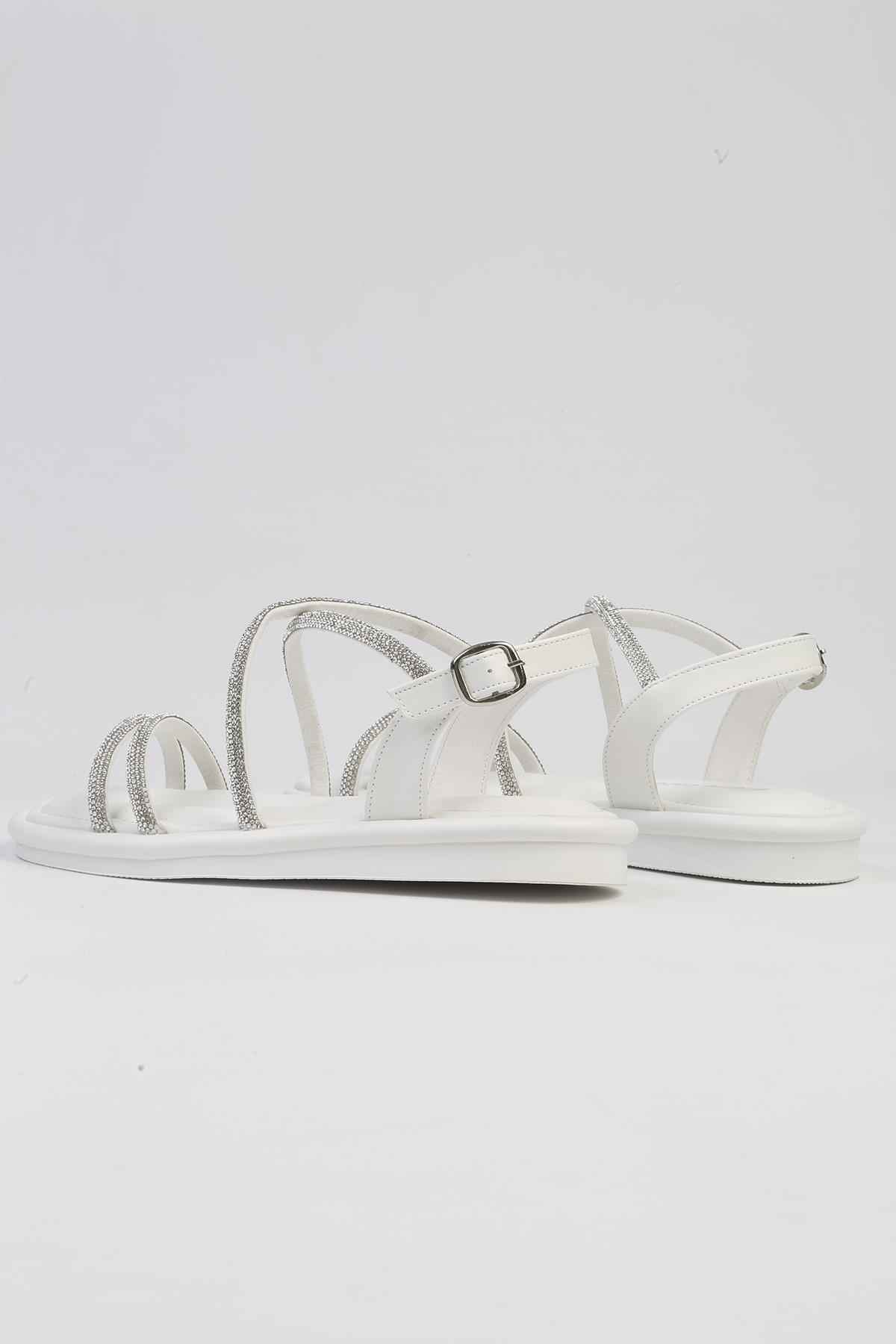 ® | PC-5103-3891 Beyaz-Kadın Sandalet - Görsel 4