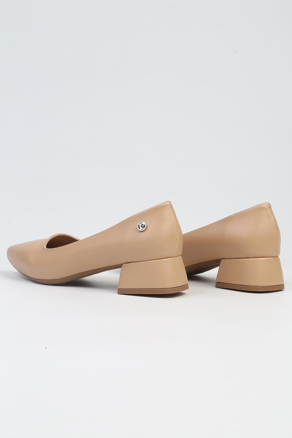 ® | PC-53106- 3592 Bej Cilt-Kadın Kısa Topuklu Ayakkabı - Görsel 4
