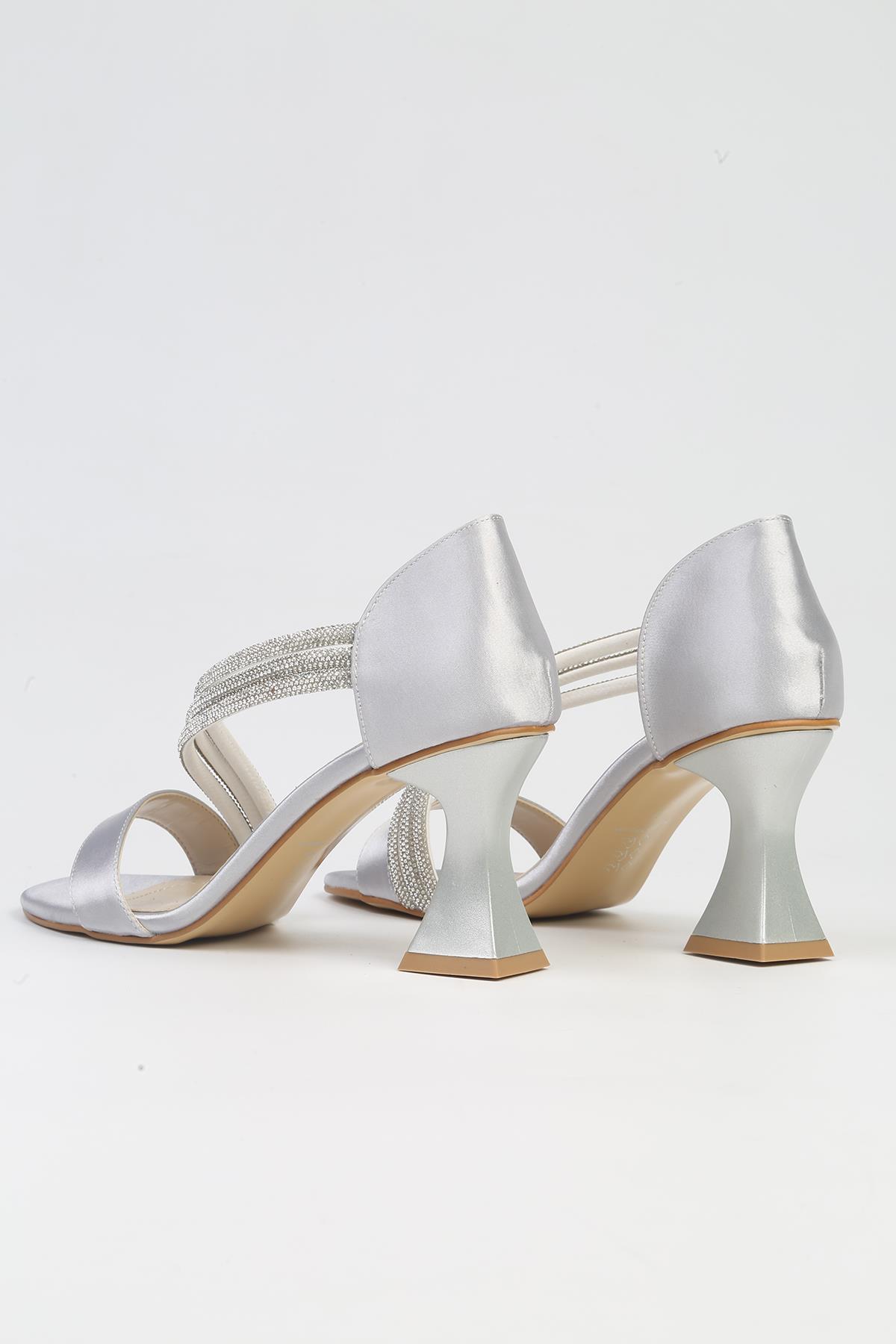 ® | PC-53009- 3691 Gri-Kadın Topuklu Ayakkabı - Görsel 4