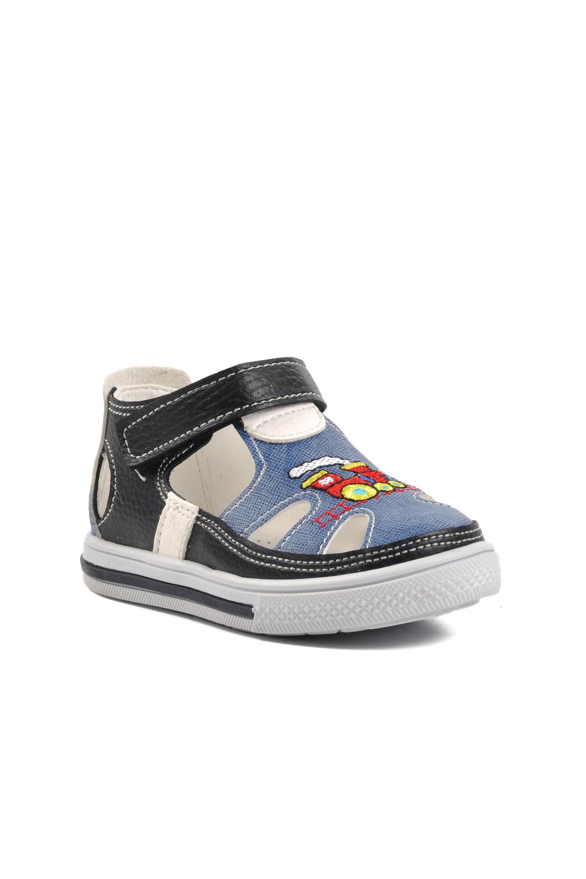 Şng 1010-B Lacivert-Beyaz-Kırmızı Cırtlı Bebek Günlük Ayakkabı - Görsel 4