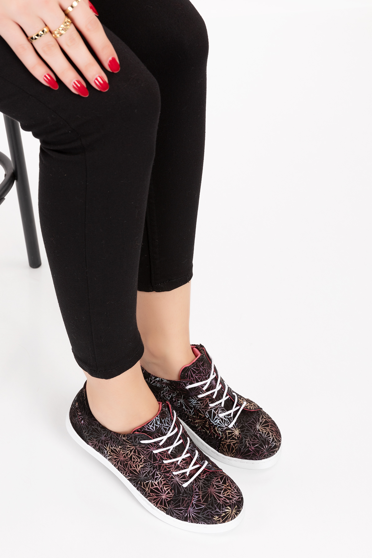 Gondol Kadın Hakiki Deri Desen Detaylı Günlük Rahat Ayakkabı gnd.109 - Görsel 4