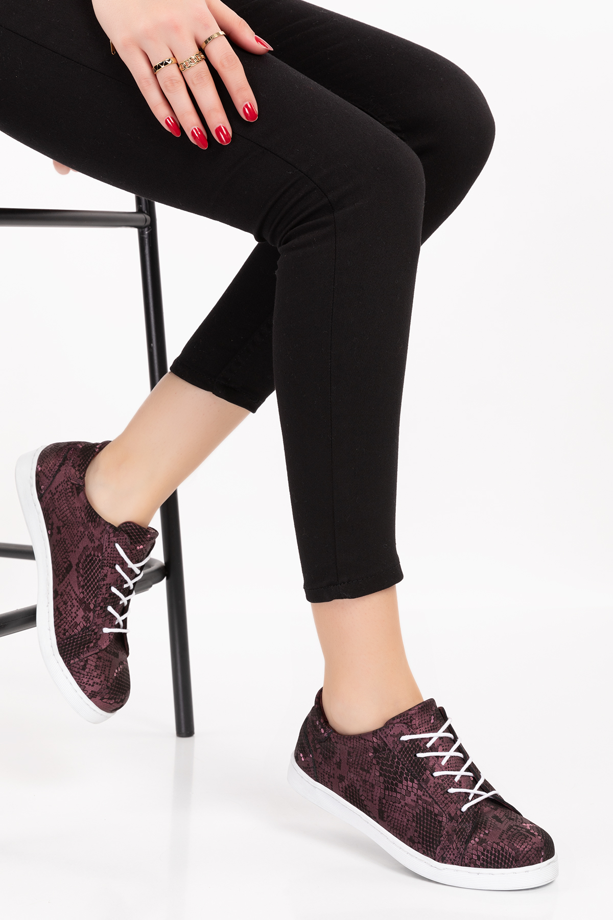 Gondol Kadın Hakiki Deri Desen Detaylı Günlük Rahat Ayakkabı gnd.109 - Görsel 7